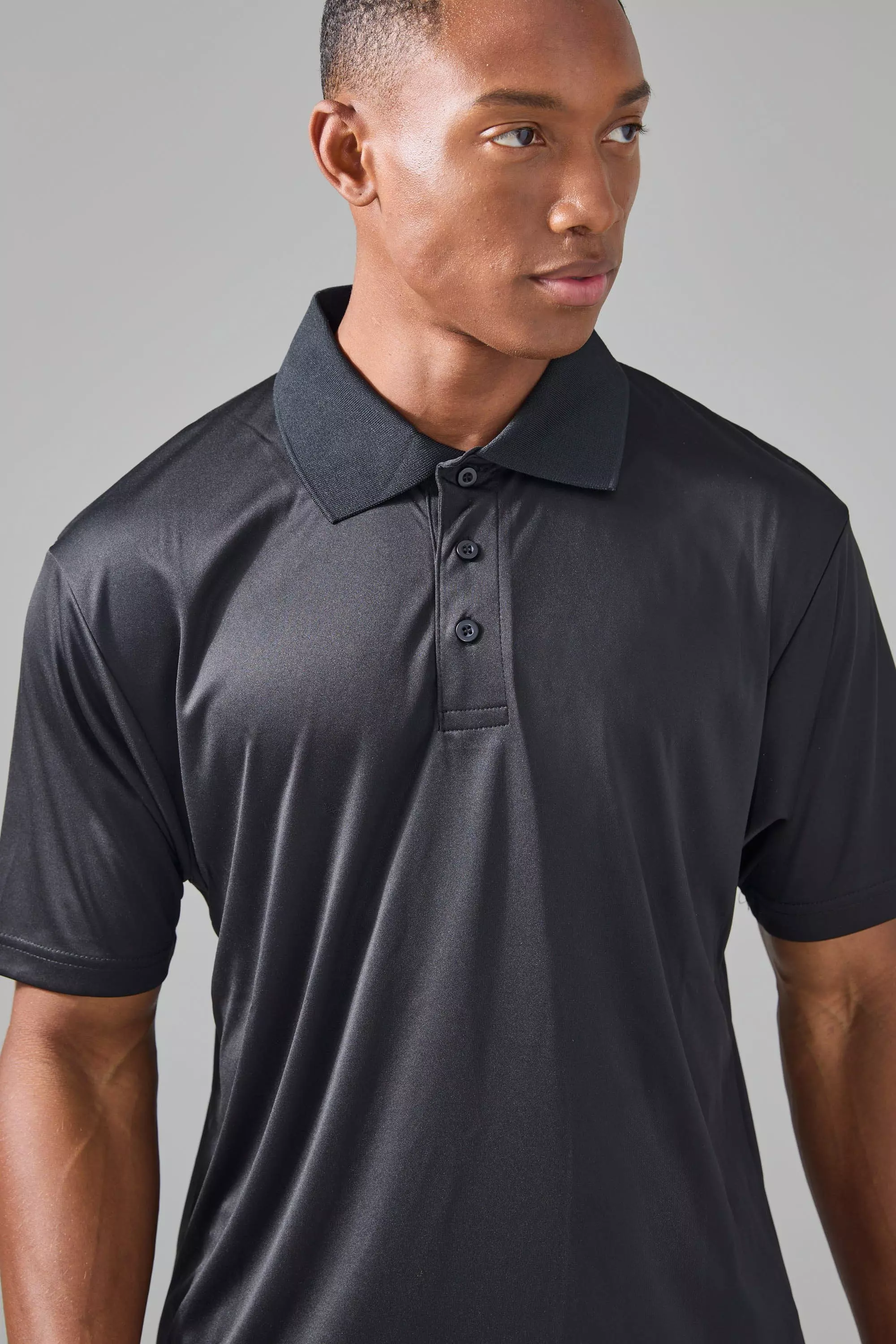 Man Active Button Up Golf Performance Regular Fit Polo boohooMAN UK