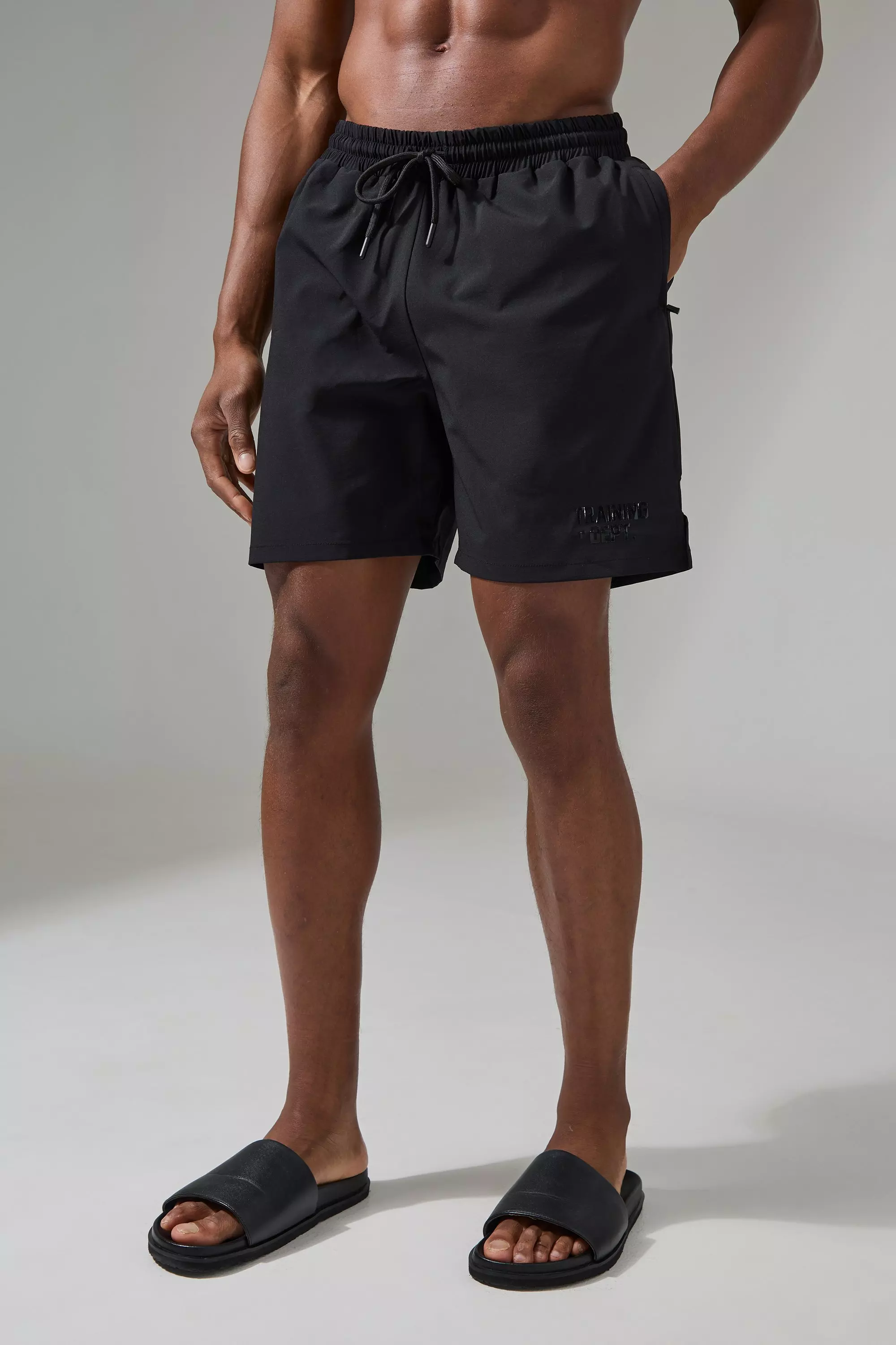 Black Active Training Dept.5inch Hybrid Regular Fit Swim Trunks