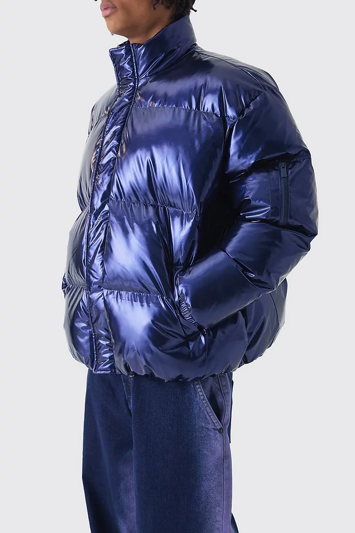 Oversized Boxy Vinyl Boxy Puffer Jacket | boohooMAN USA Oversized Boxy Vinyl Boxy Puffer Jacket | boohooMAN USA