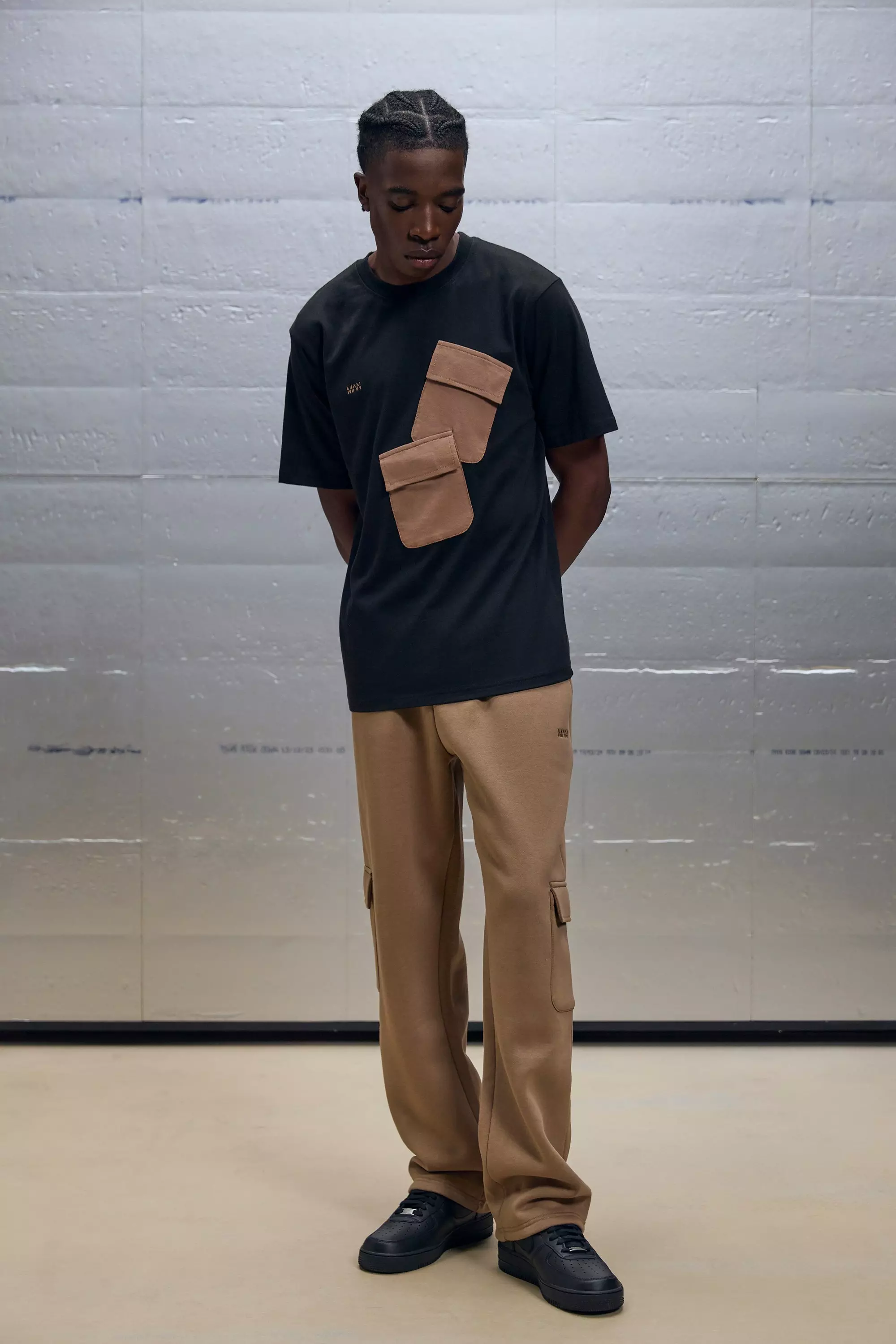 Black Regular Fit Placement Pocket T-shirt & Jogger alternative image