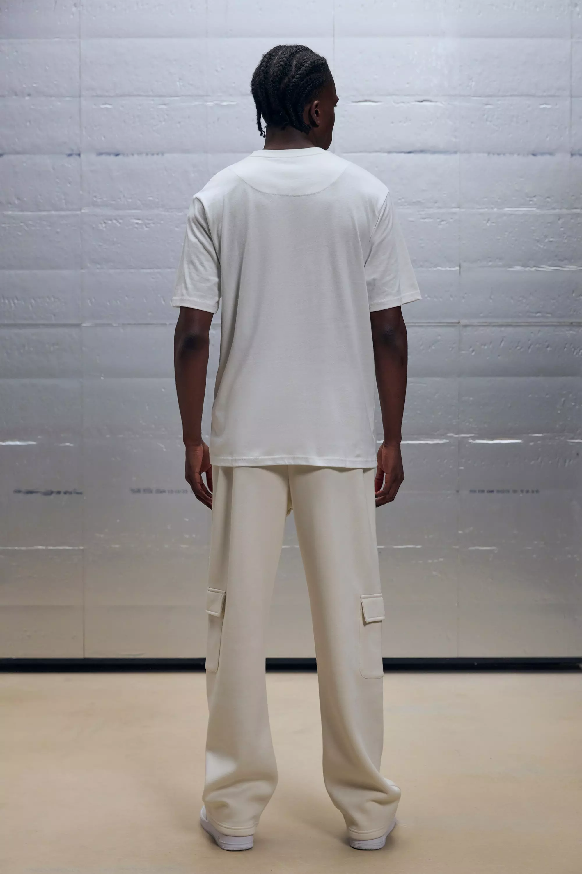 Ecru Regular Fit Placement Pocket T-shirt & Sweatpants Set alternative image