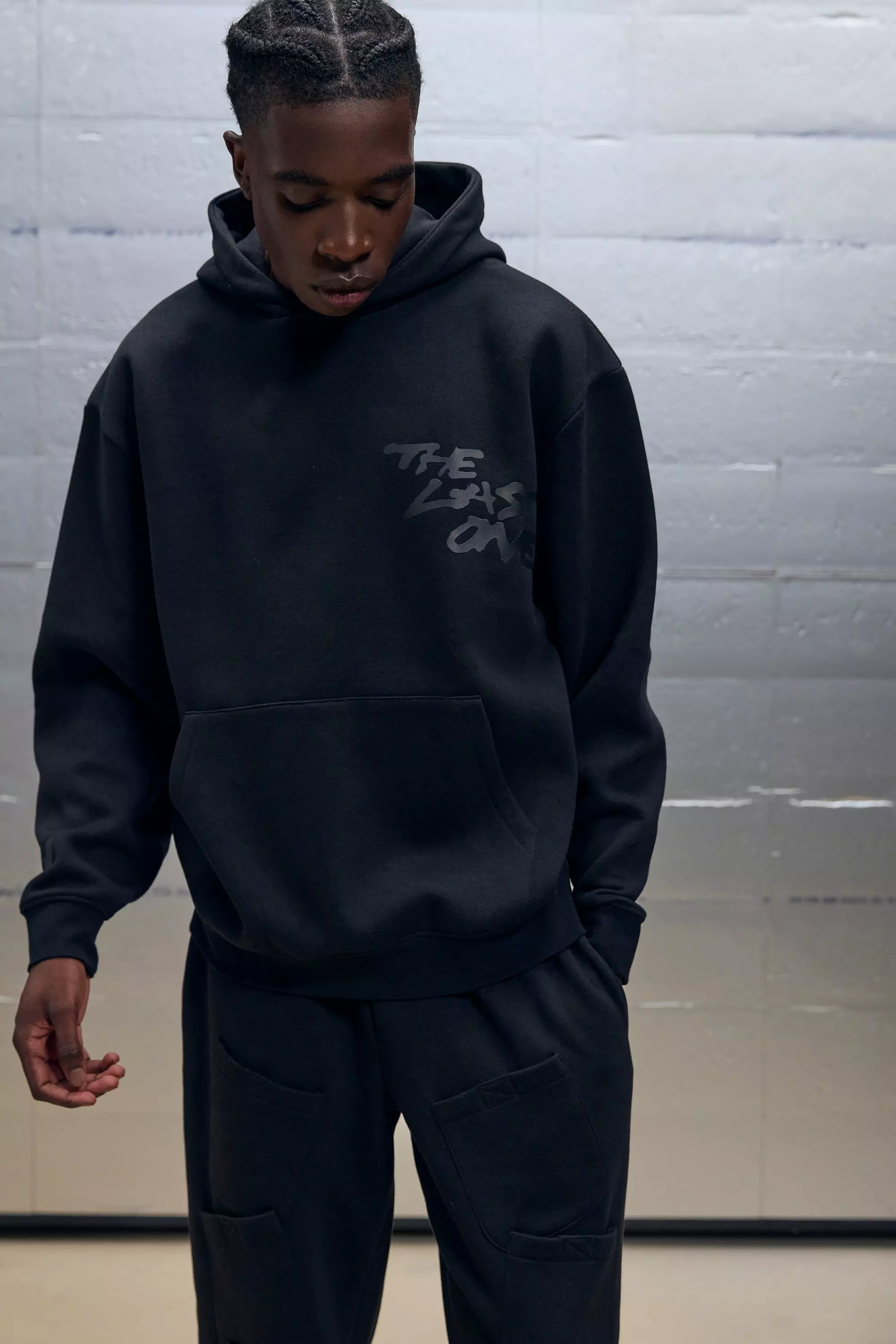 Kastiger Oversize Hoodie mit The Last One Print, Black alternatives Bild