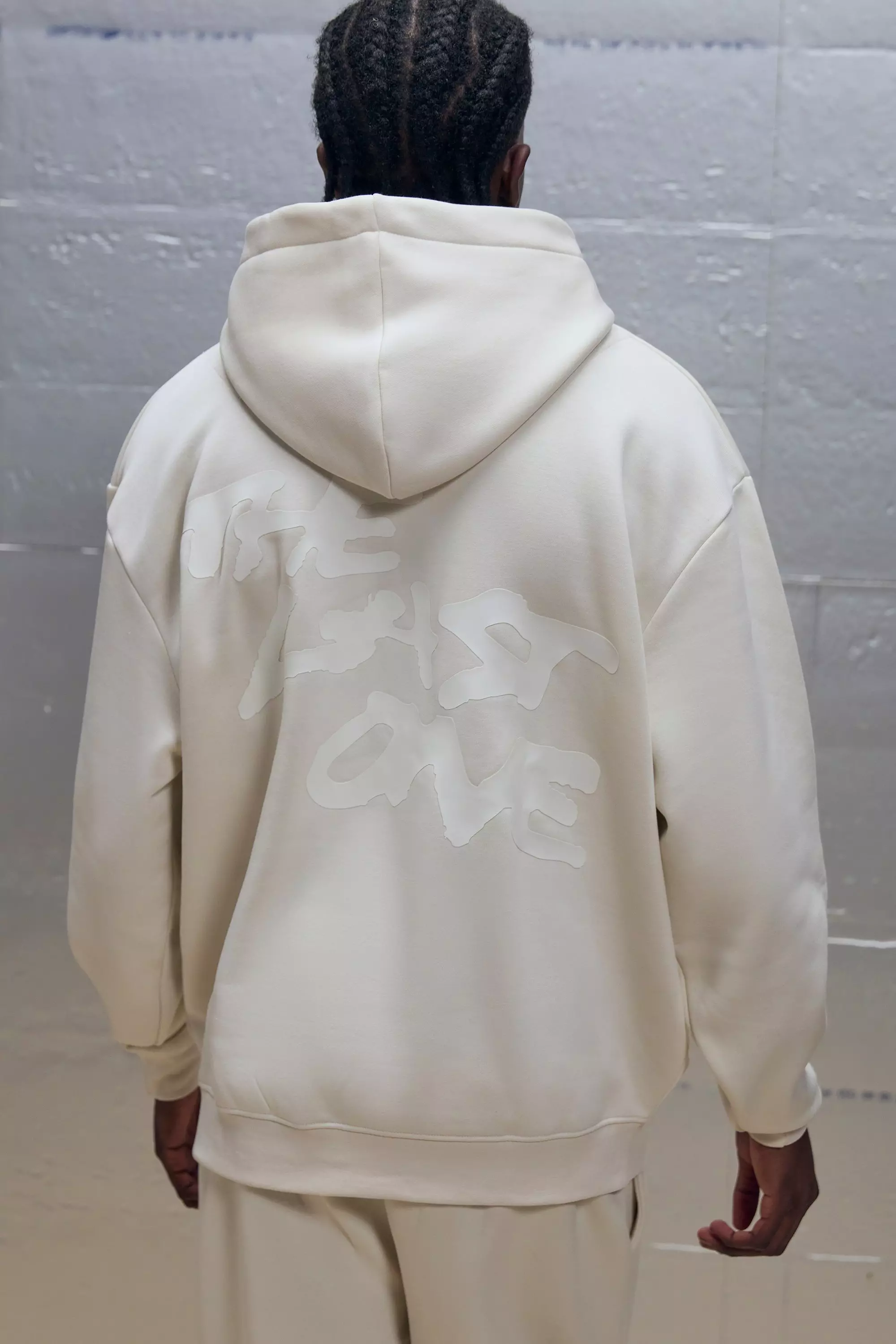 Ecru White Oversized Boxy Clear Printed The Last One Graphic Hoodie