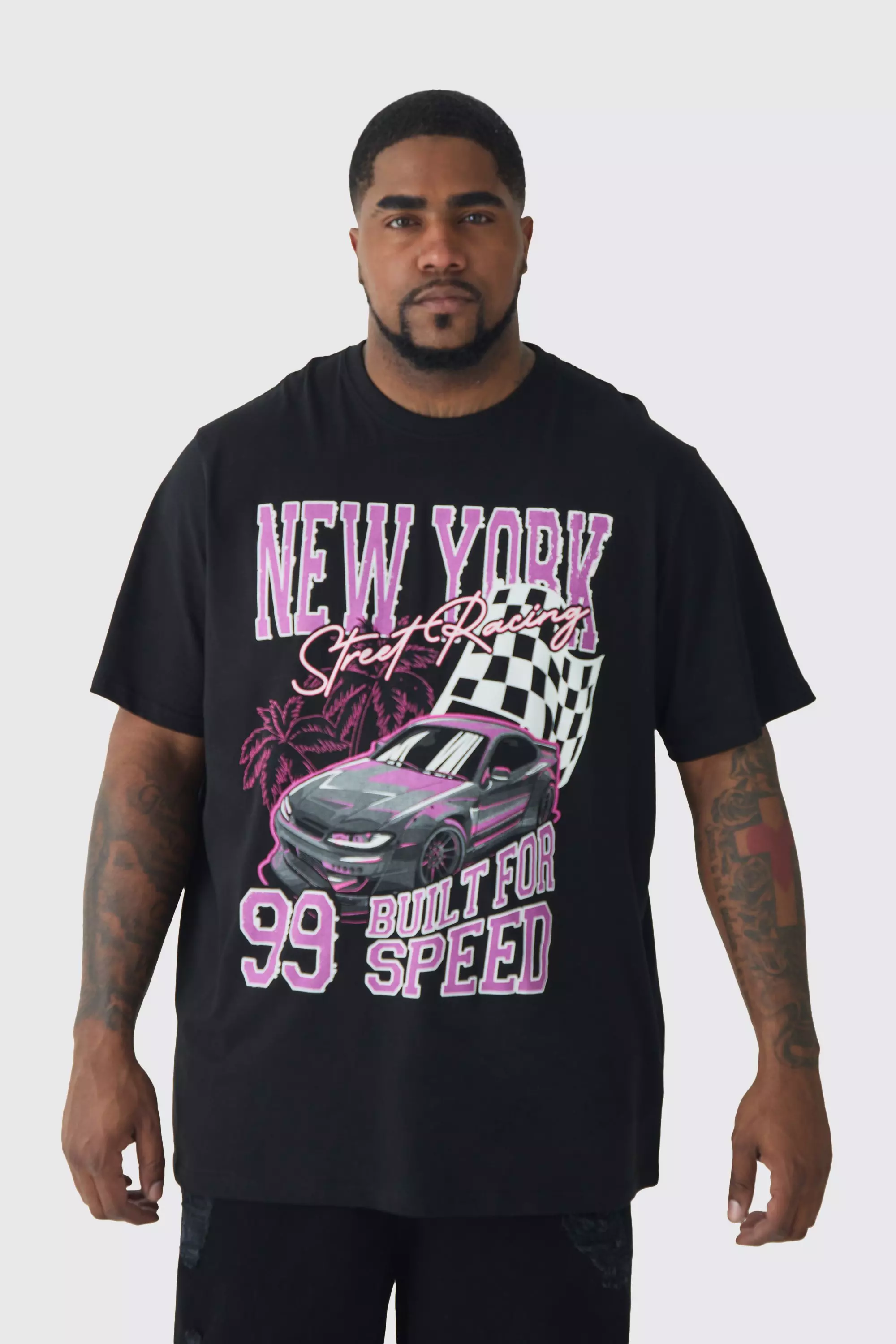 Plus New York Moto Print T-shirt Black