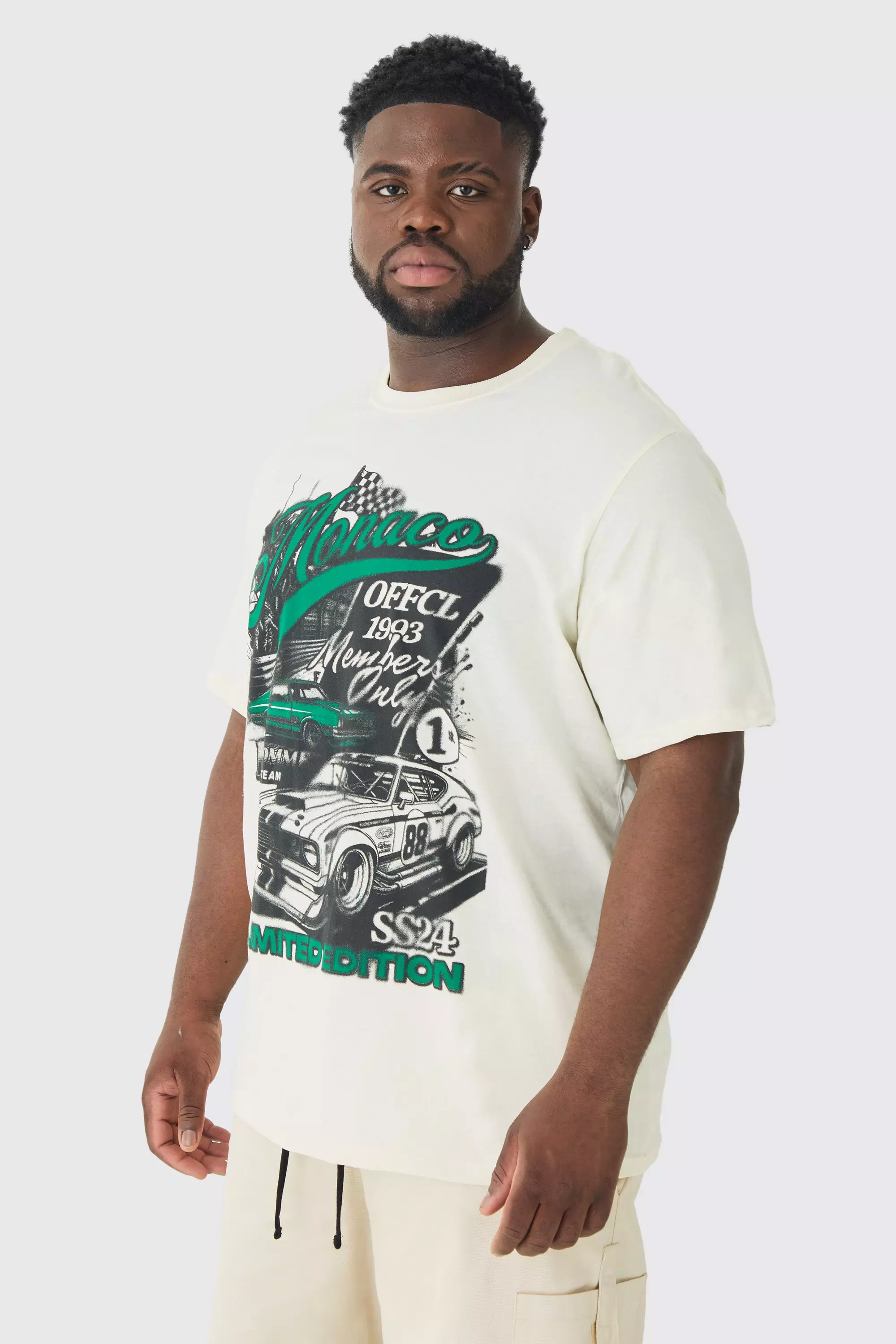 Plus Monaco Moto Print T-shirt Ecru