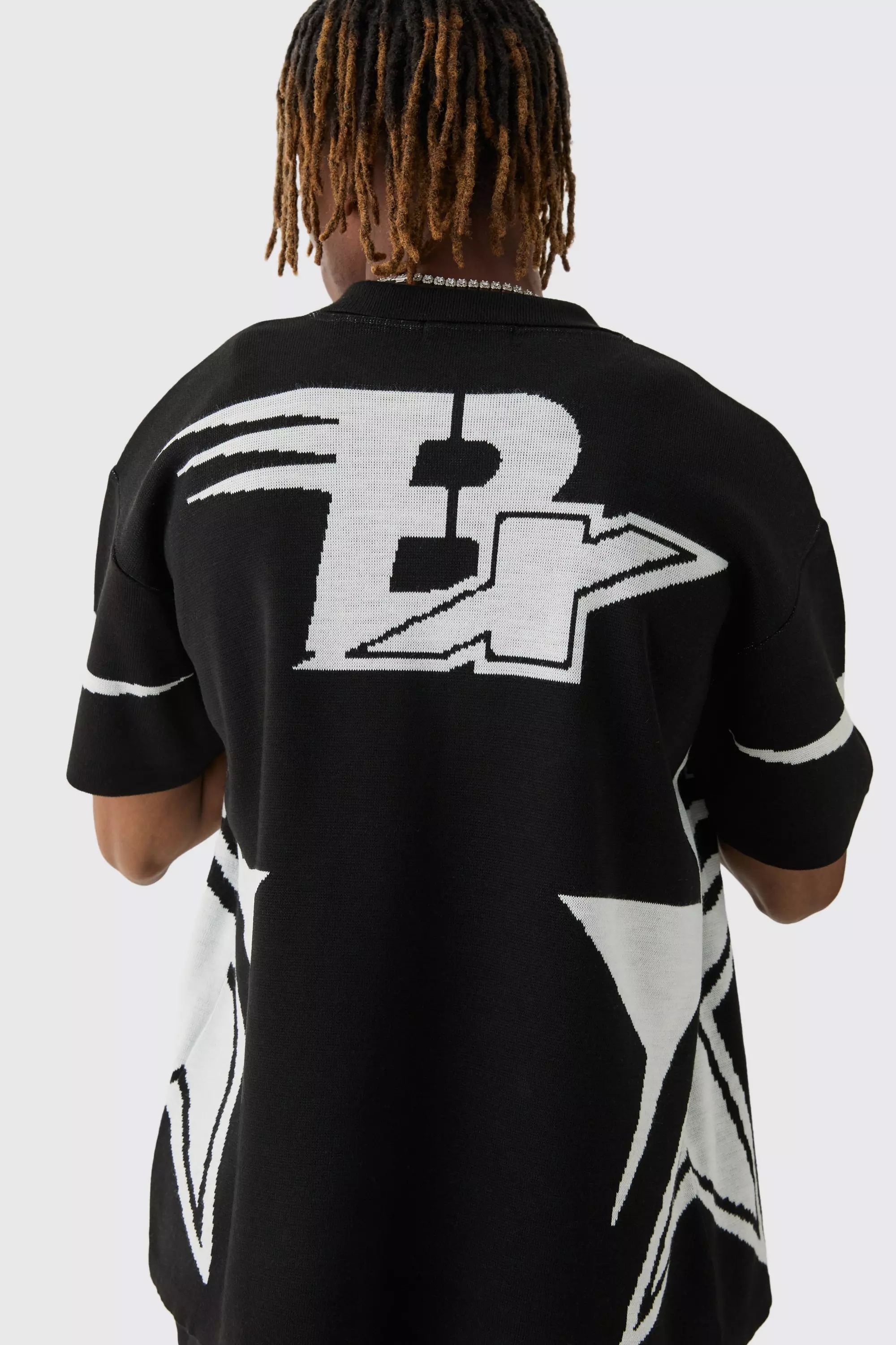 Black Tall Boxy Fit Knitted Moto Shirt alternative image