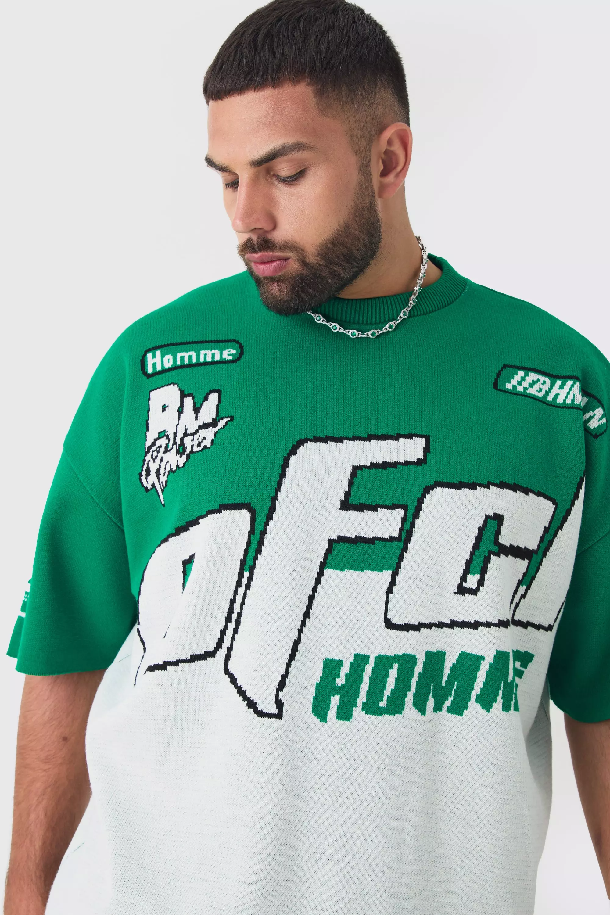 Green Plus Oversized Moto Knitted T-shirt alternative image