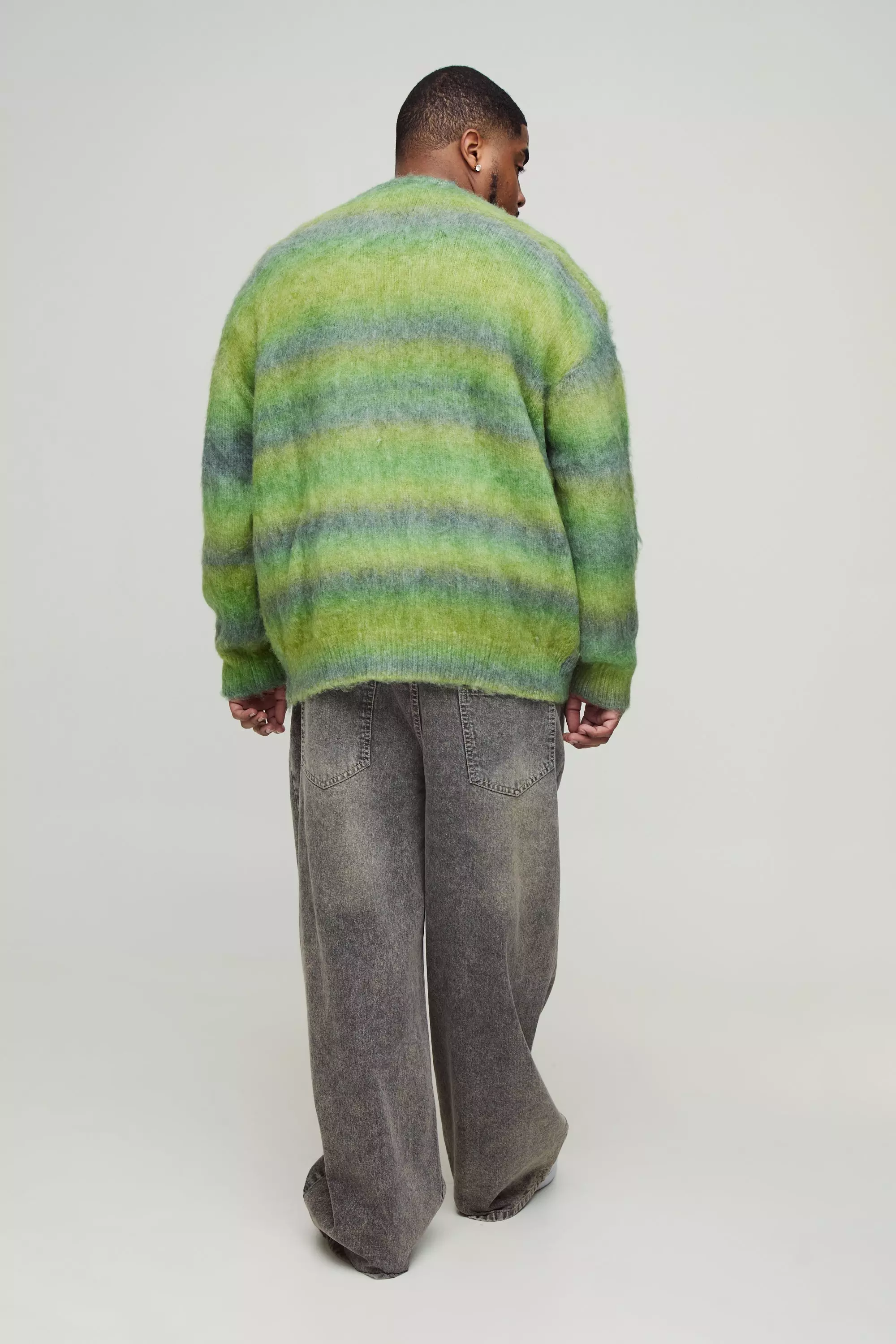 Grande taille - Cardigan oversize à rayures, Green autre image