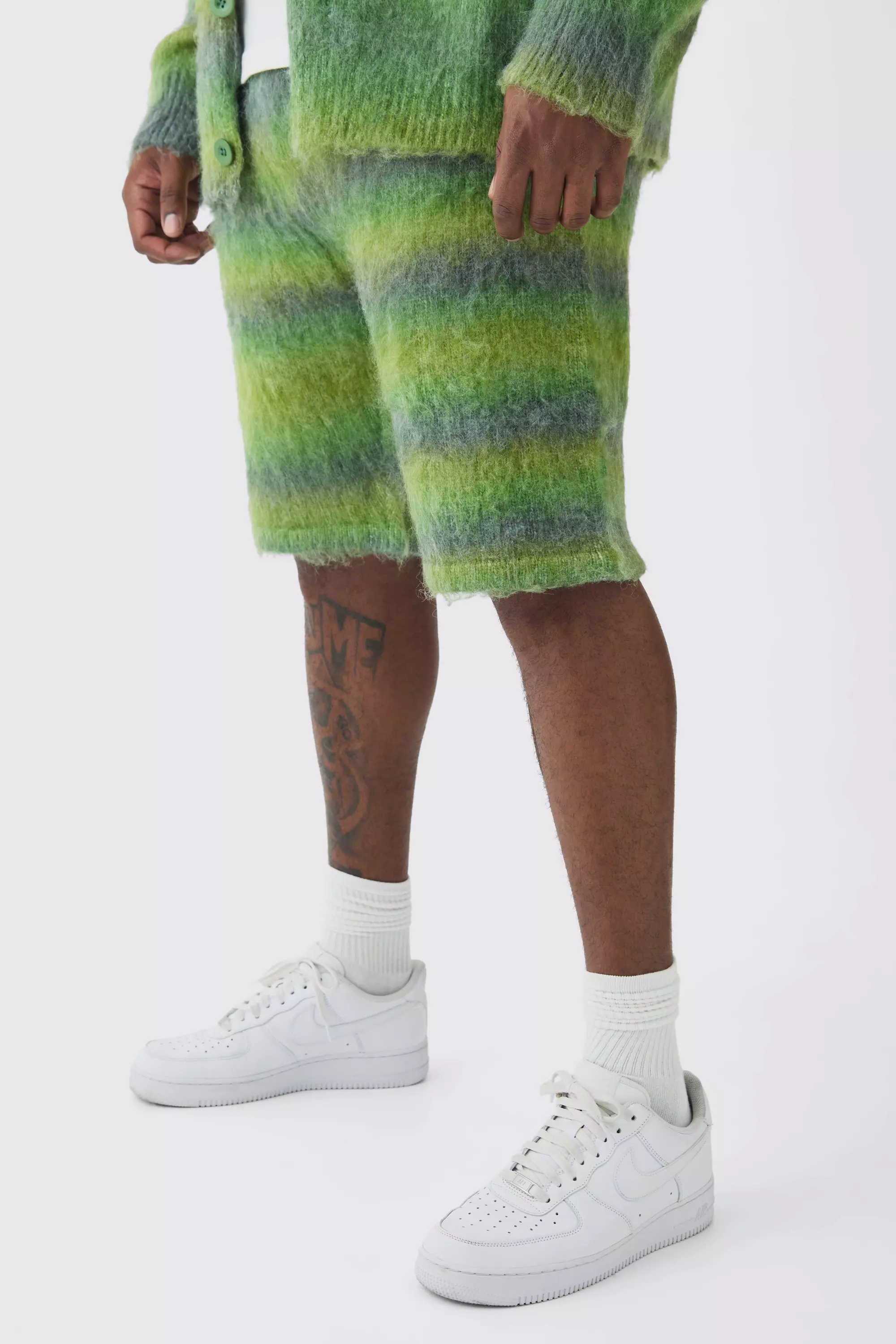 Green Plus Relaxed Fit Knitted Brushed Shorts