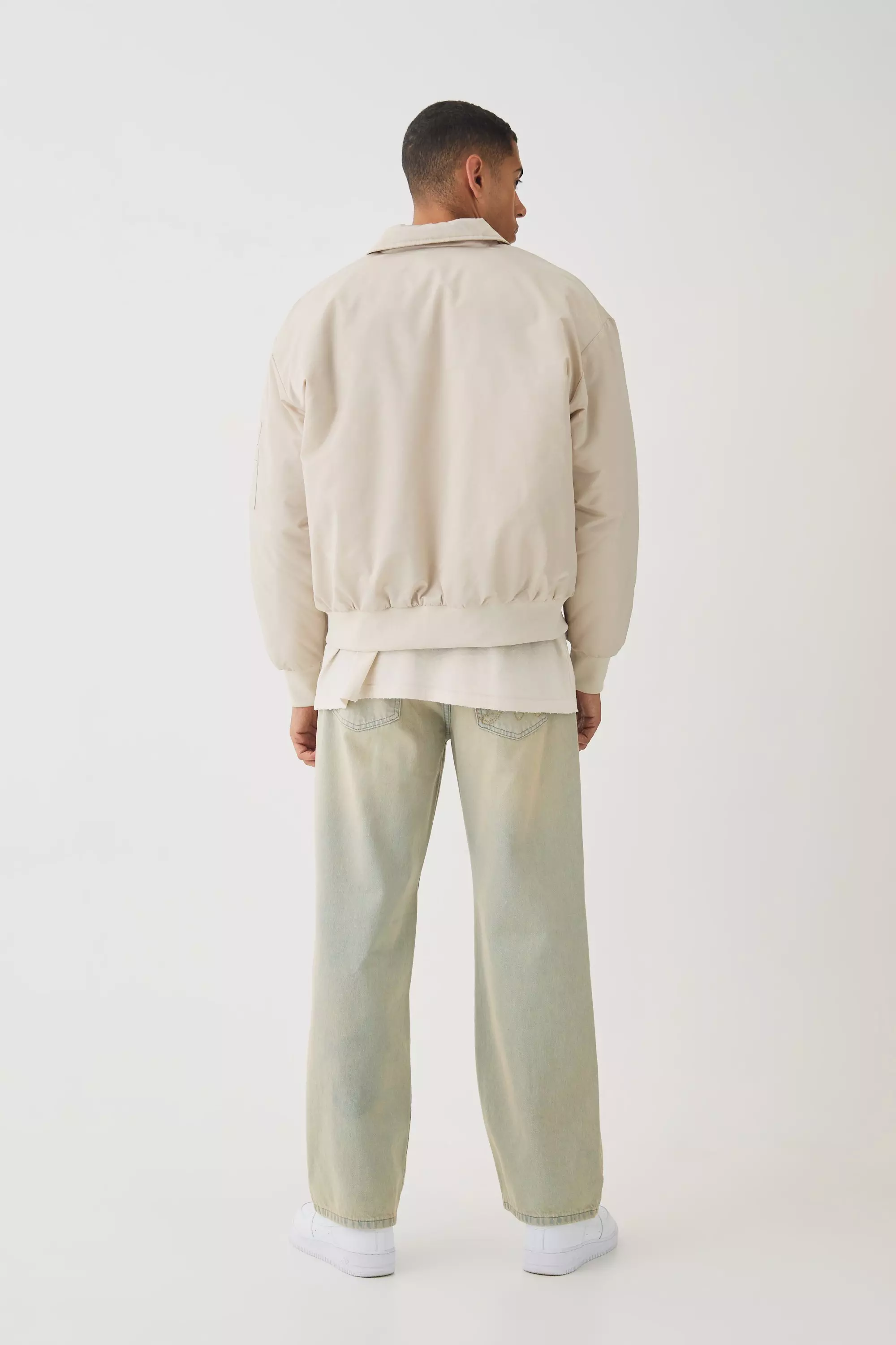 Satin Collared Bomber Jacket In Ecru alternative image