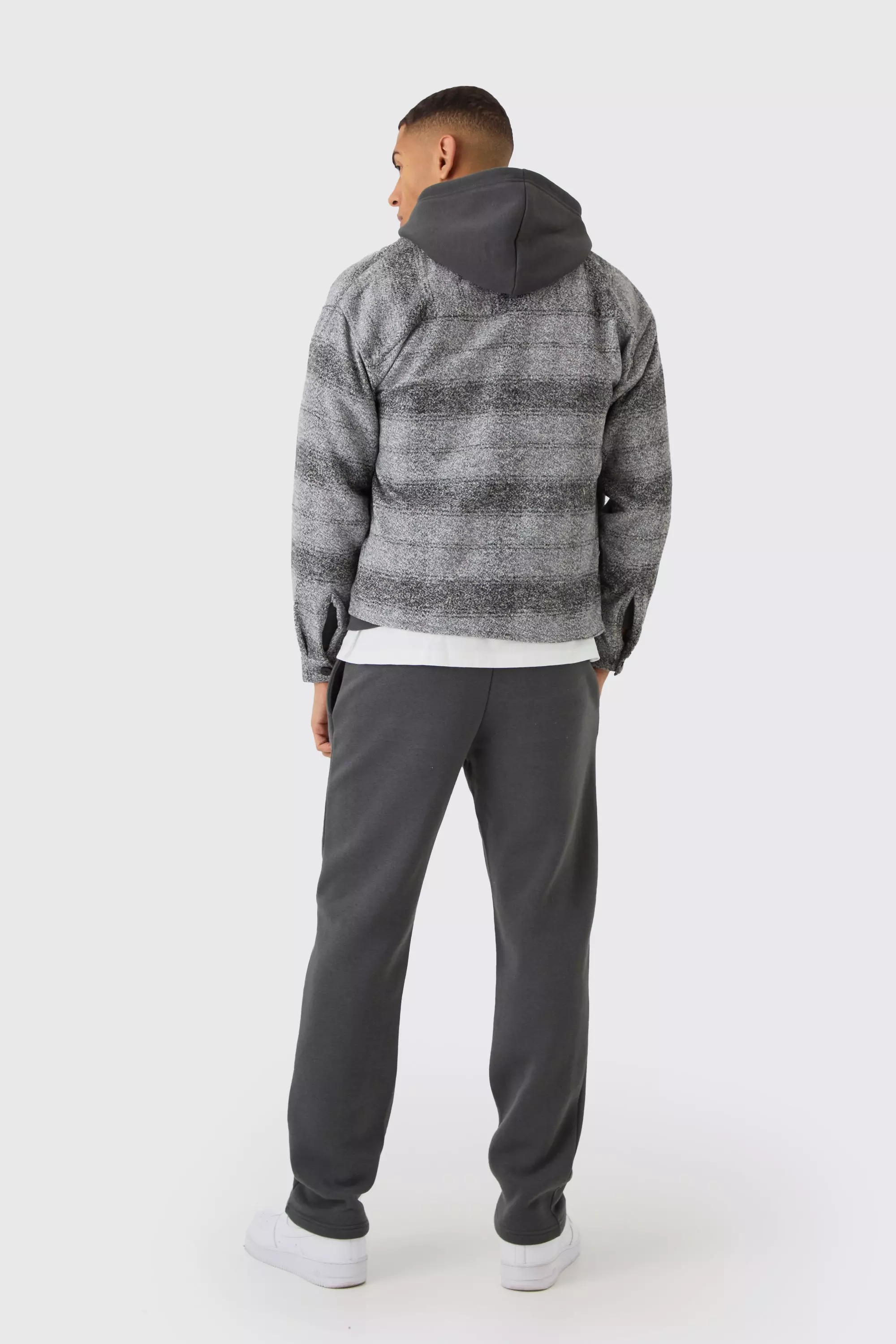 Light grey Oversized Heavyweight Brushed Check Overshirt alternative image