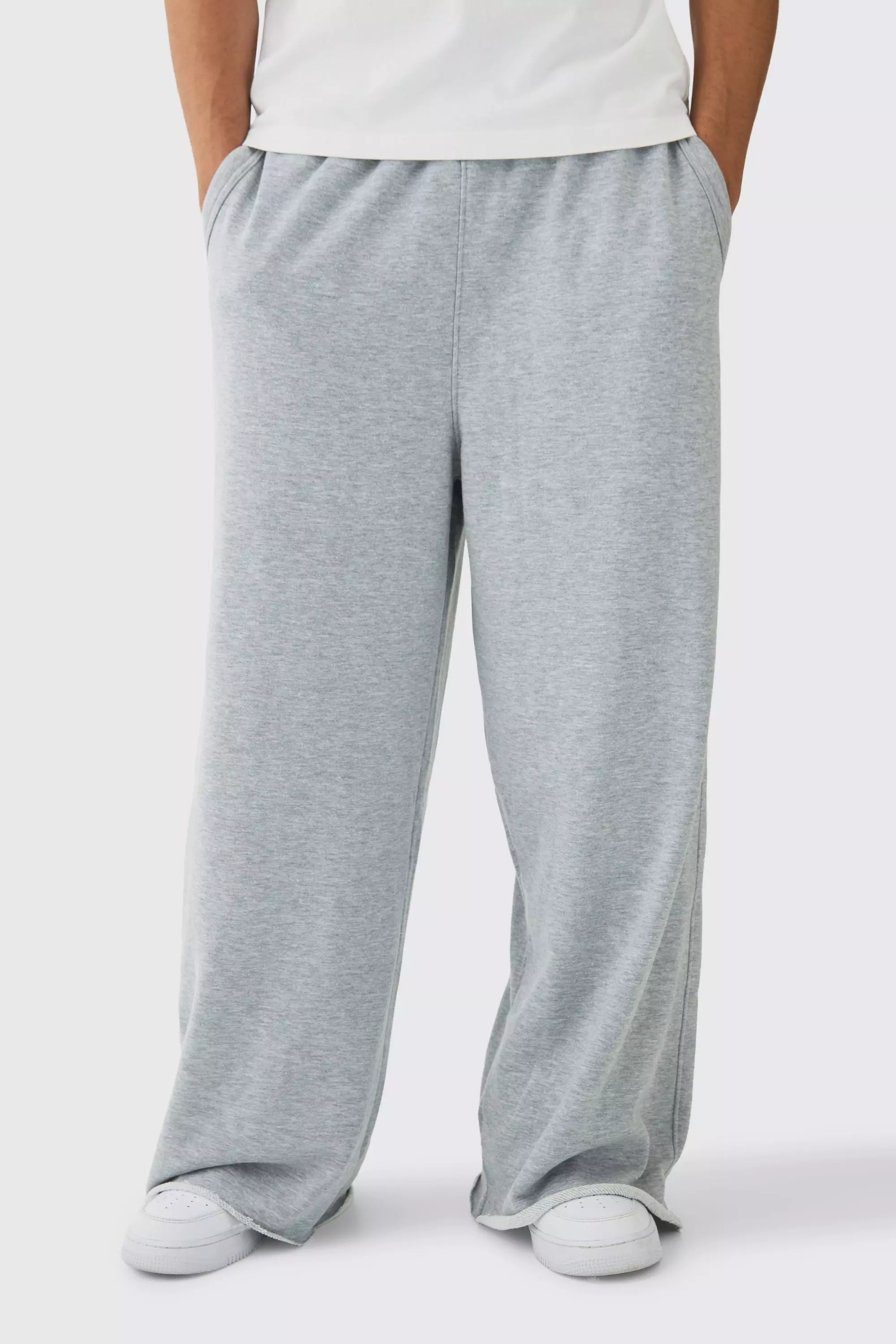 Extreme Wide Leg Raw Edge Loopback Jogger | boohooMAN USA