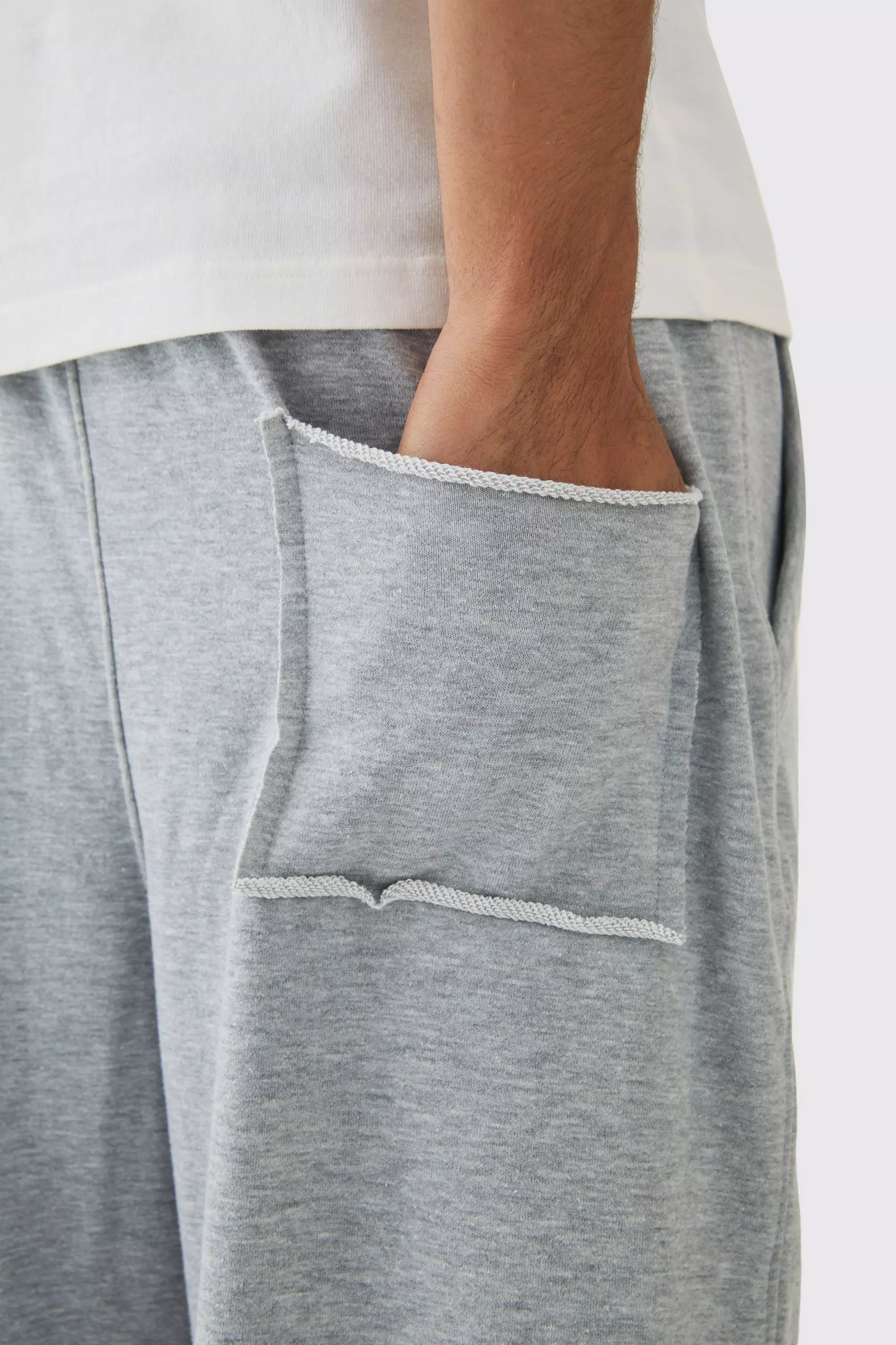Extreme Wide Leg Raw Edge Loopback Jogger | boohooMAN USA