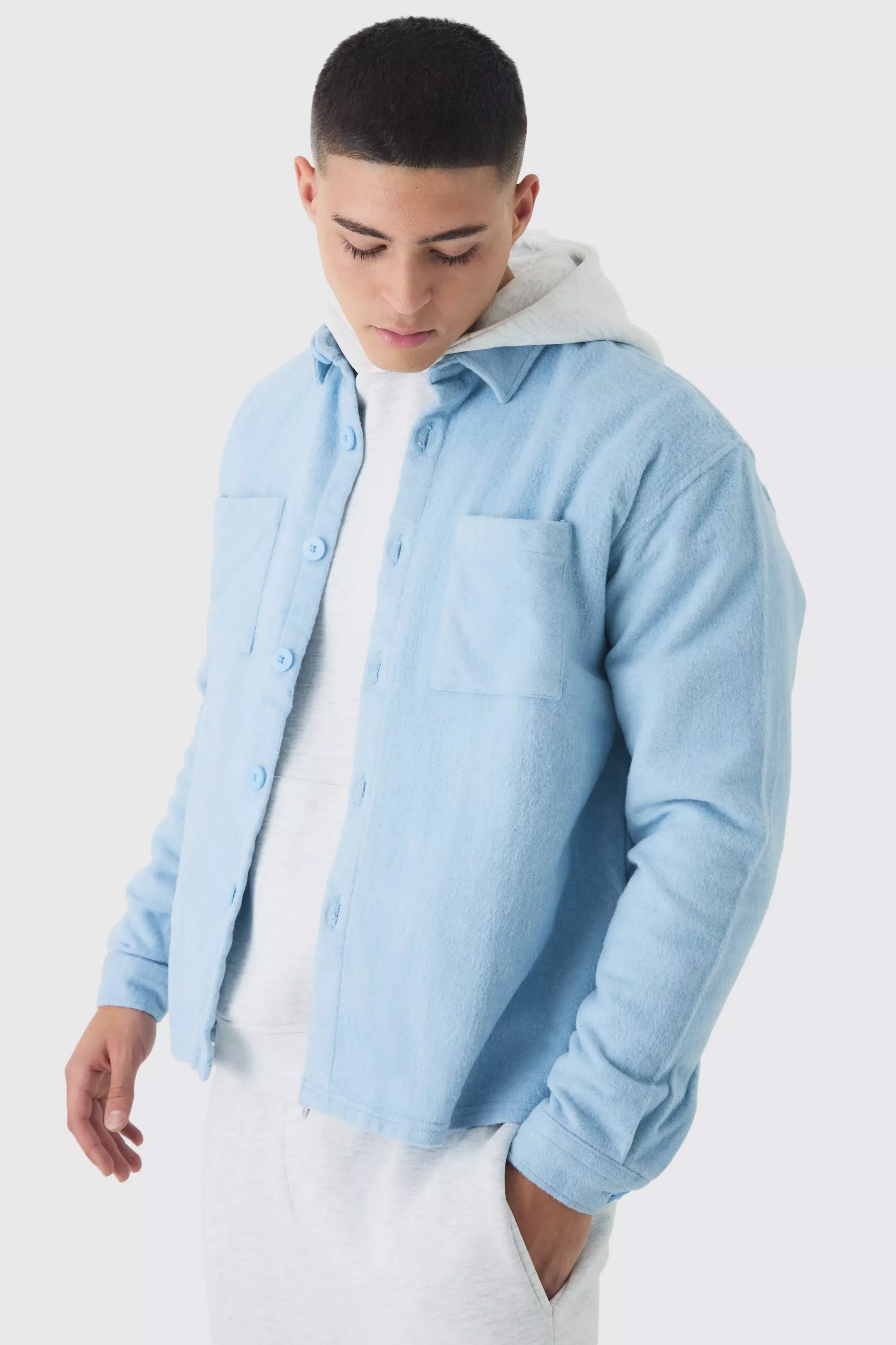 Surchemise oversize en maille brossée, Light blue autre image