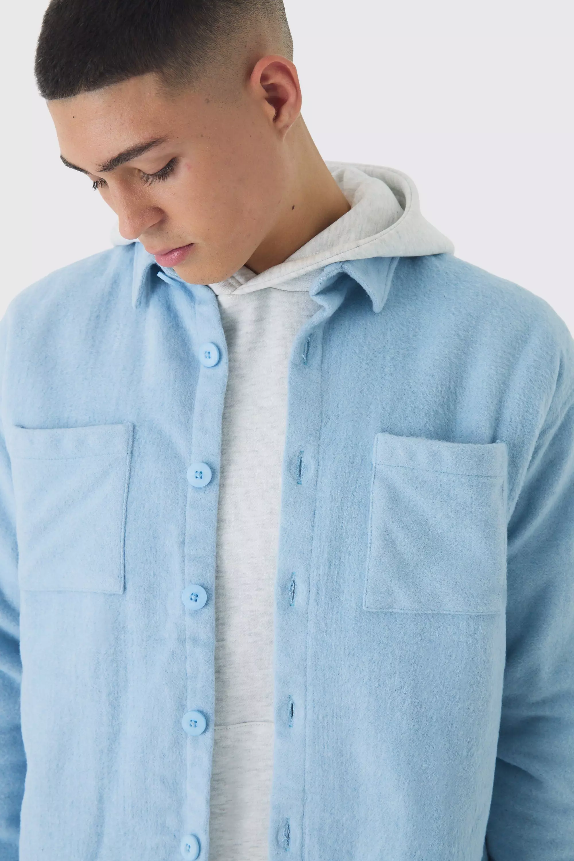 Surchemise oversize en maille brossée, Light blue autre image