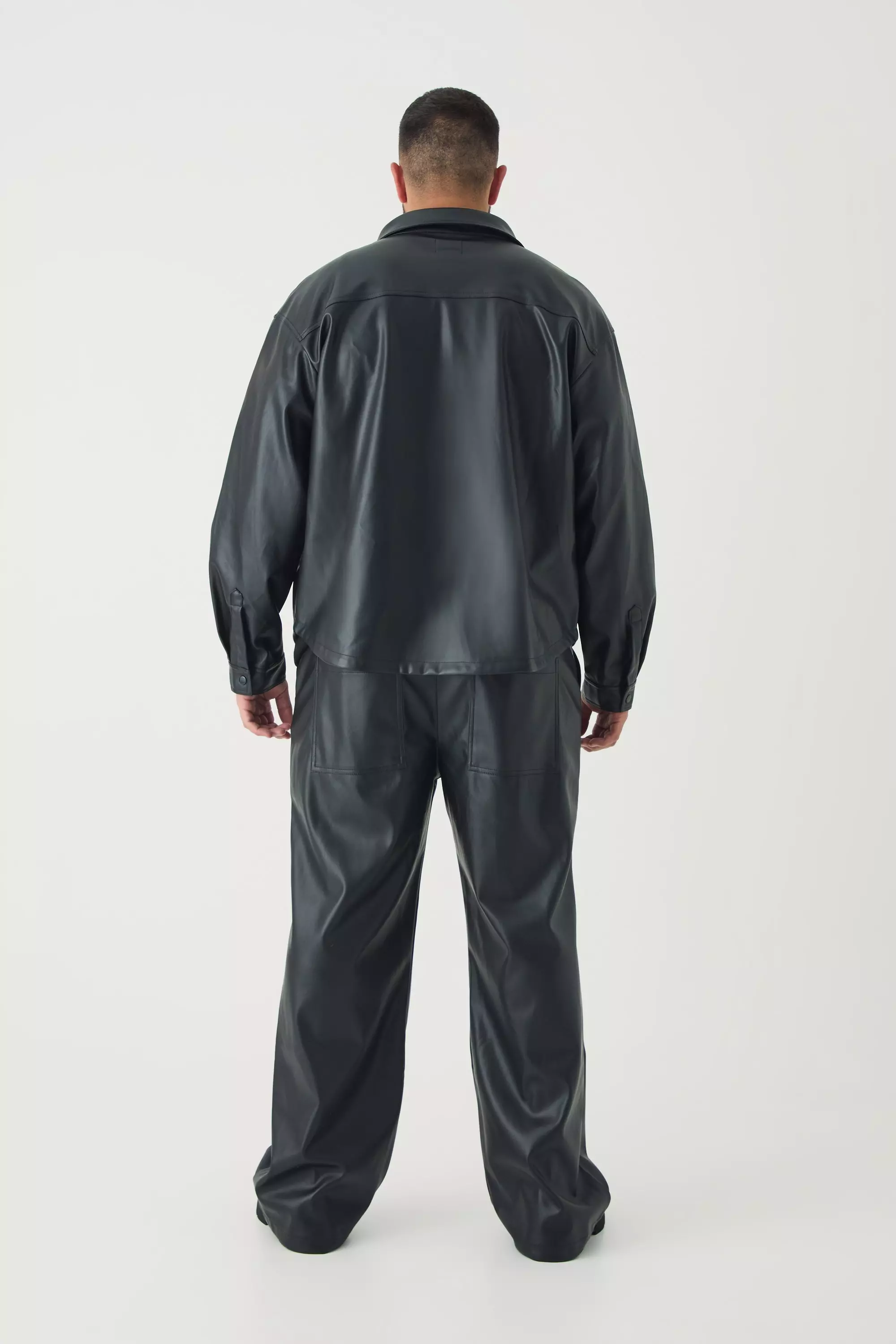 Black Plus Pu Relaxed Fit Trousers alternative image