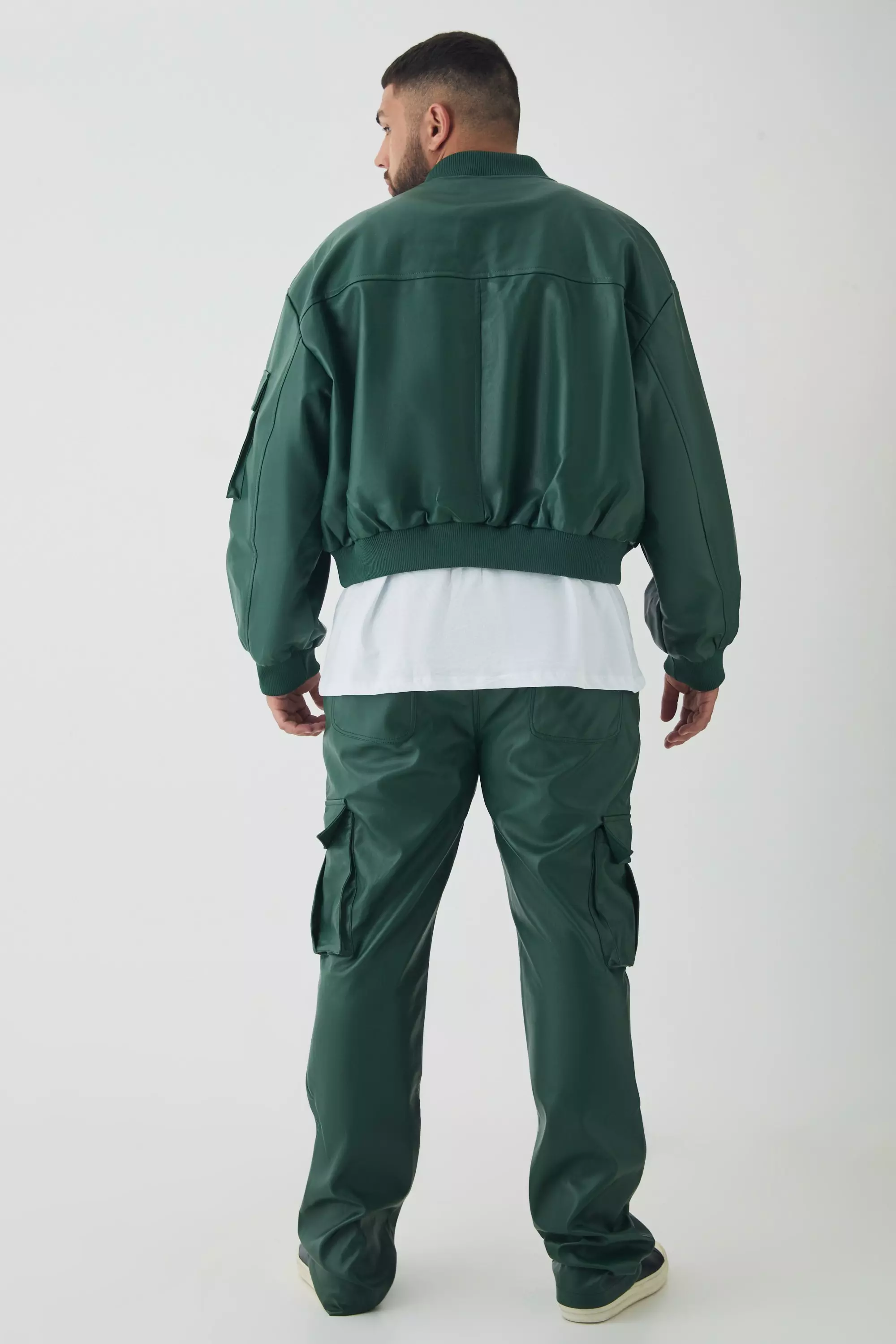 Forest Plus PU Cargo Stacked Flared Trousers alternative image