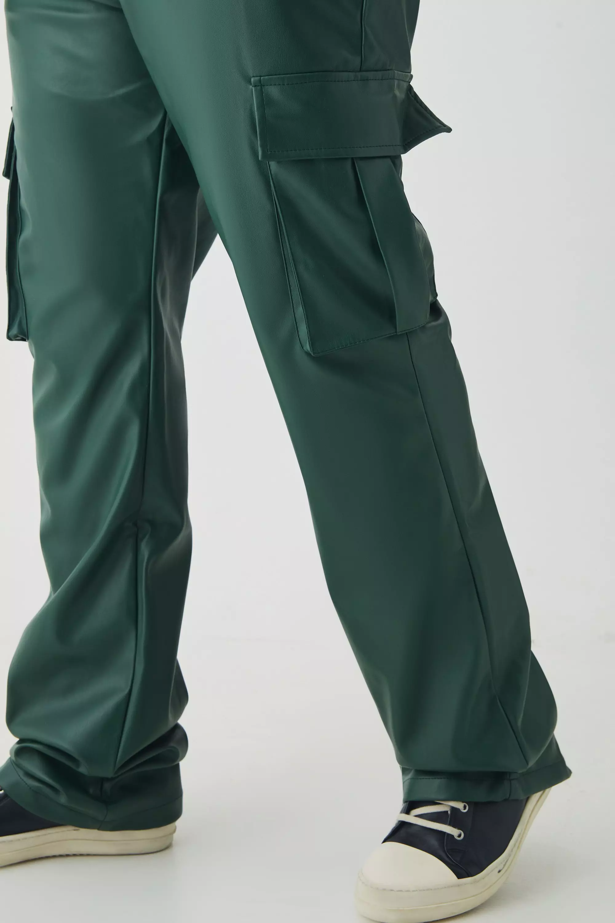 Forest Plus PU Cargo Stacked Flared Trousers alternative image