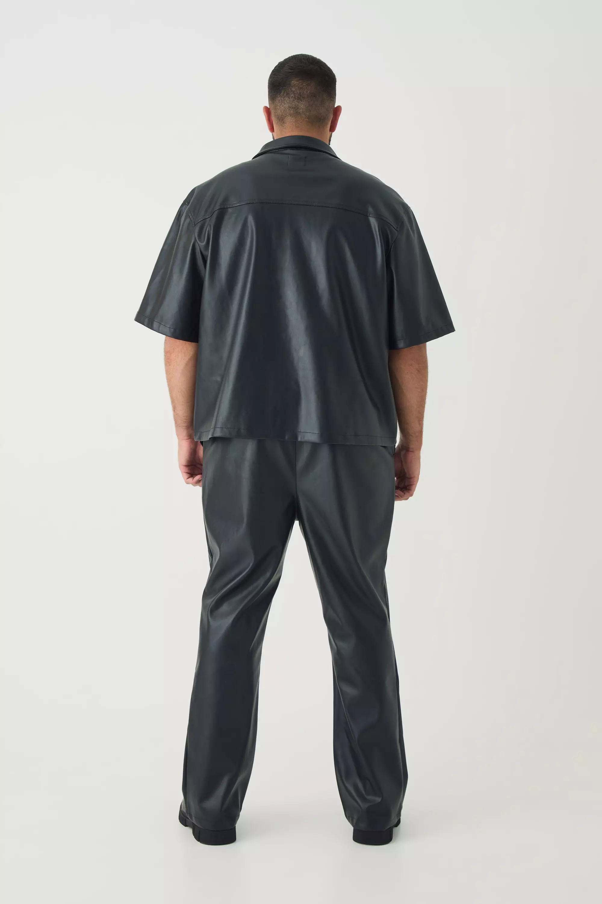 Black Plus PU Slim Fit Flared Trousers alternative image