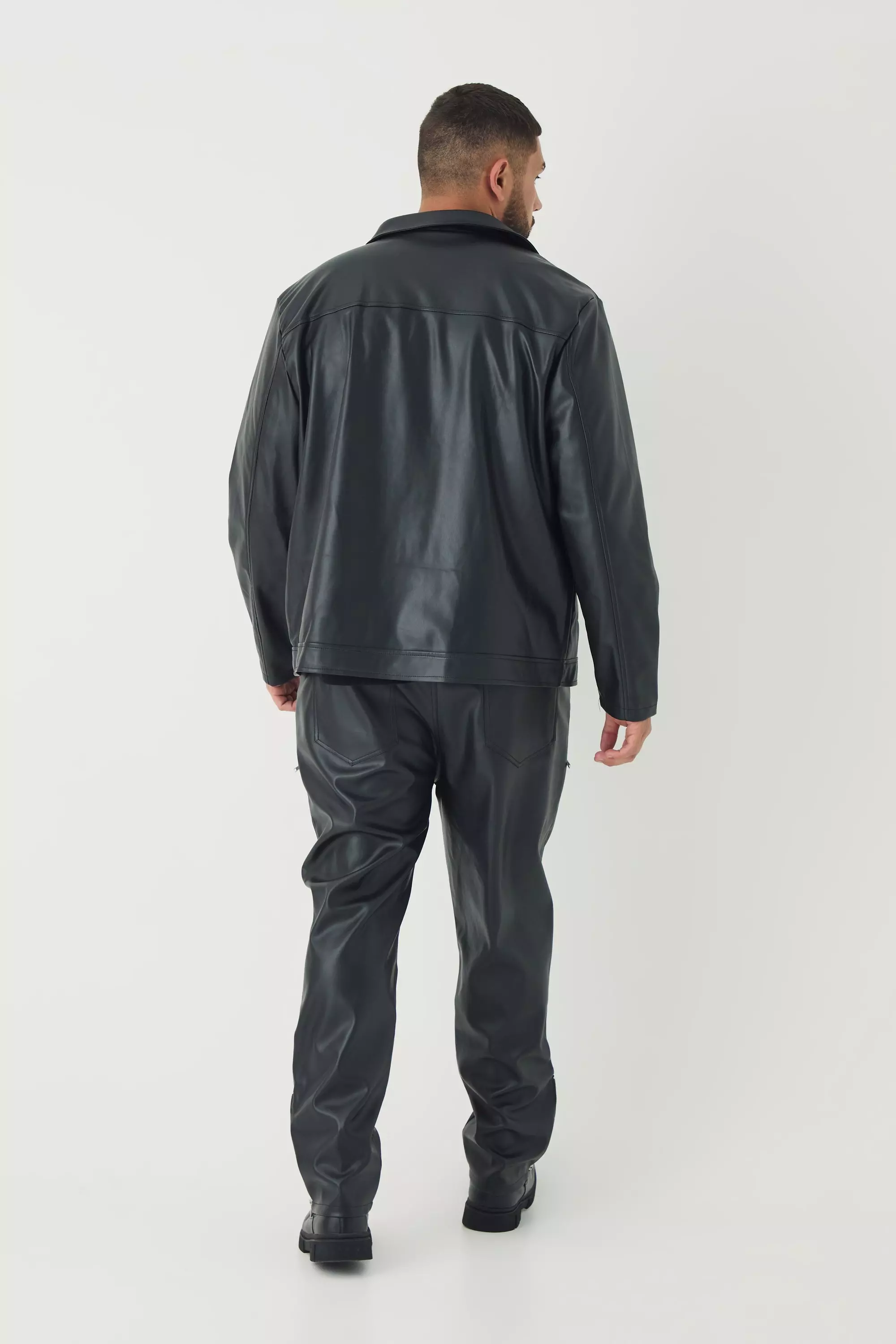 Black Plus PU Lined Harrington Jacket alternative image