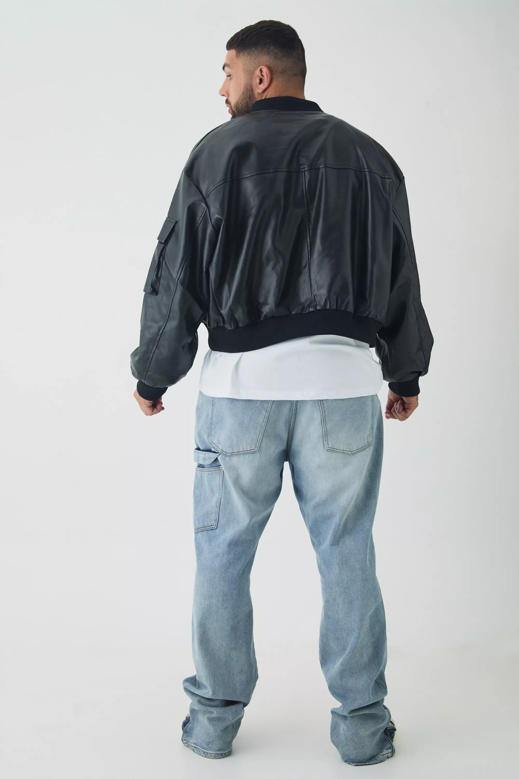 Plus Oversize PU Cargo-Bomberjacke, Black alternatives Bild