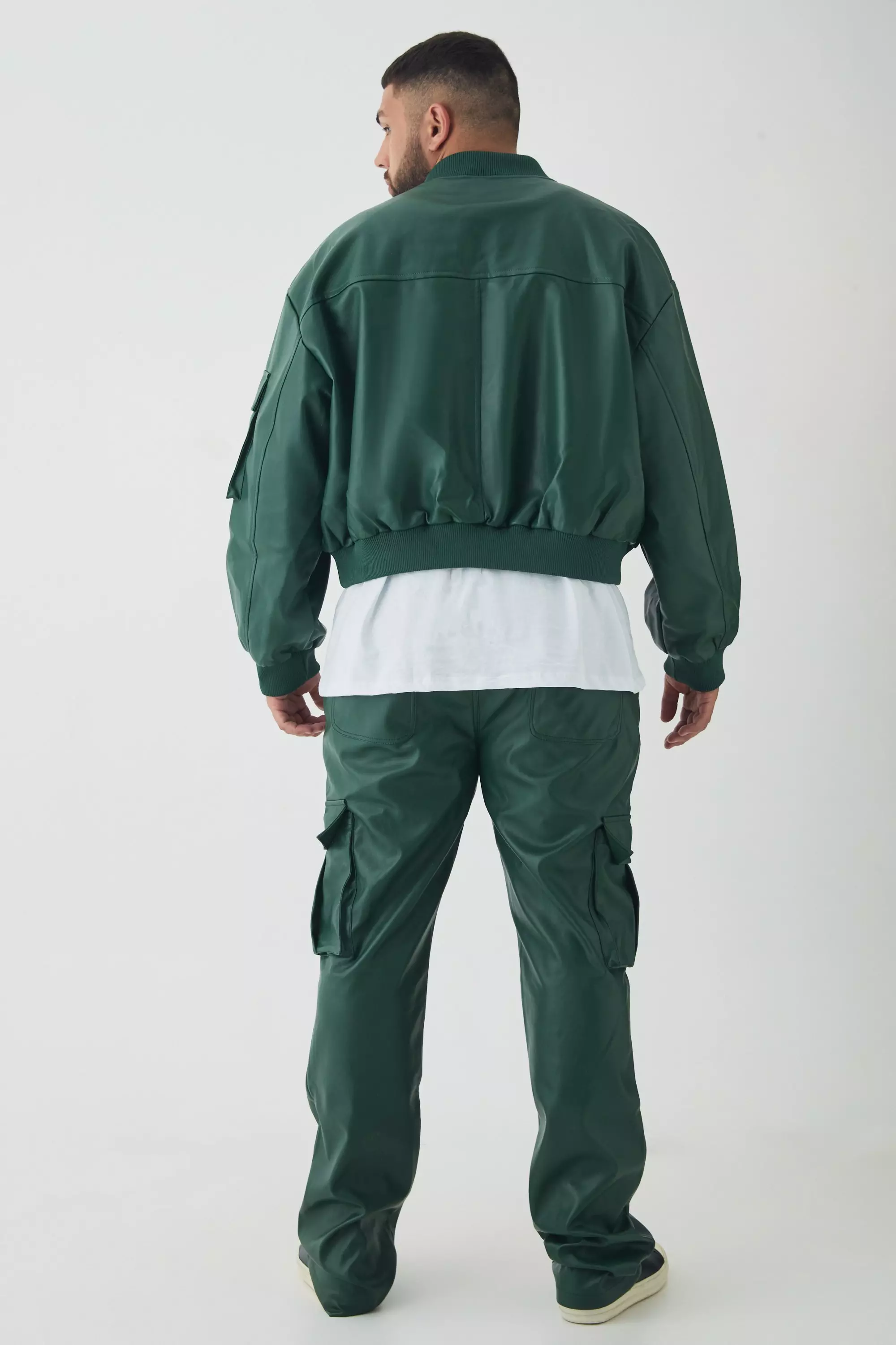 Plus Oversize PU Cargo-Bomberjacke, Forest alternatives Bild