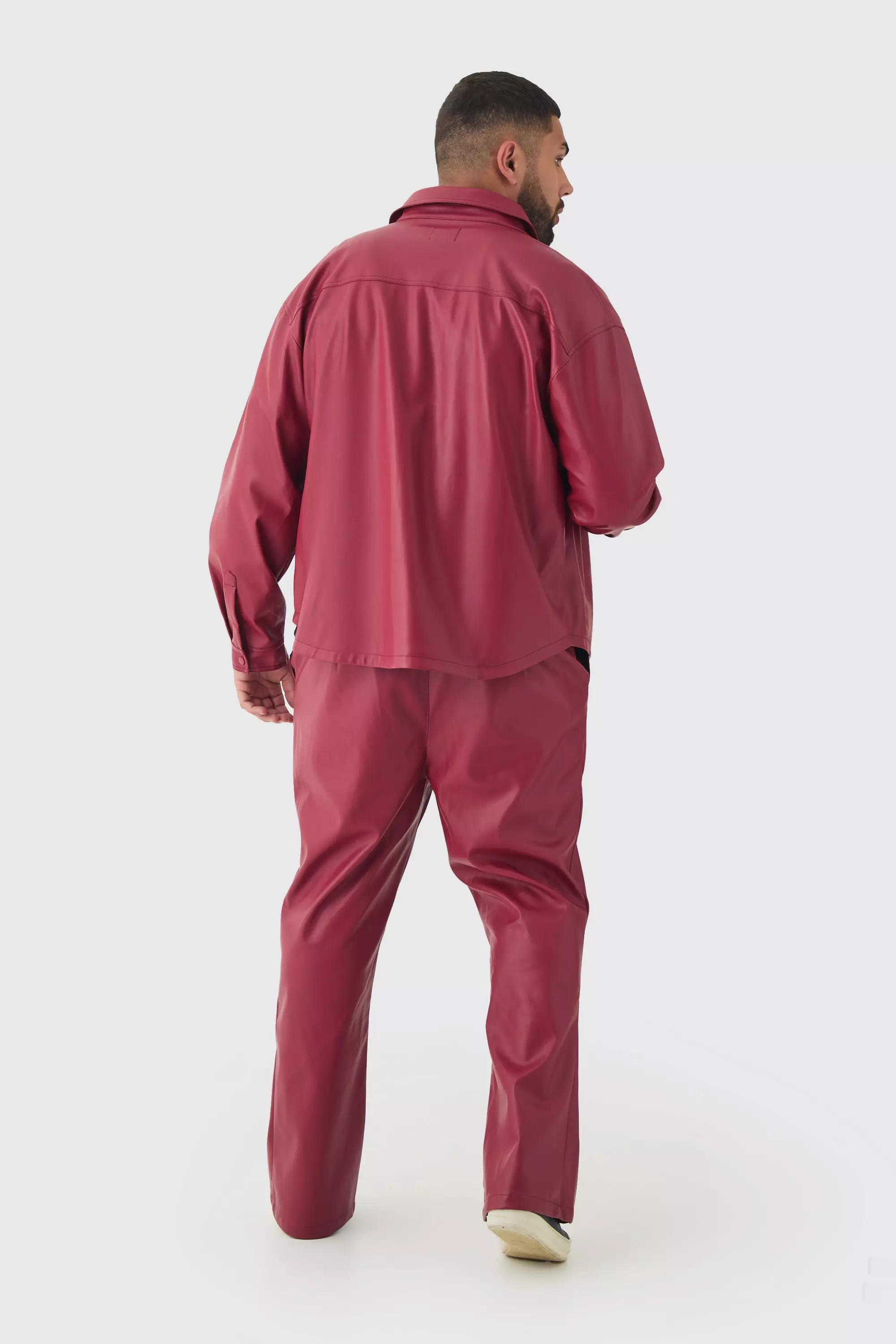 Plus langärmliges PU-Overshirt, Cherry alternatives Bild