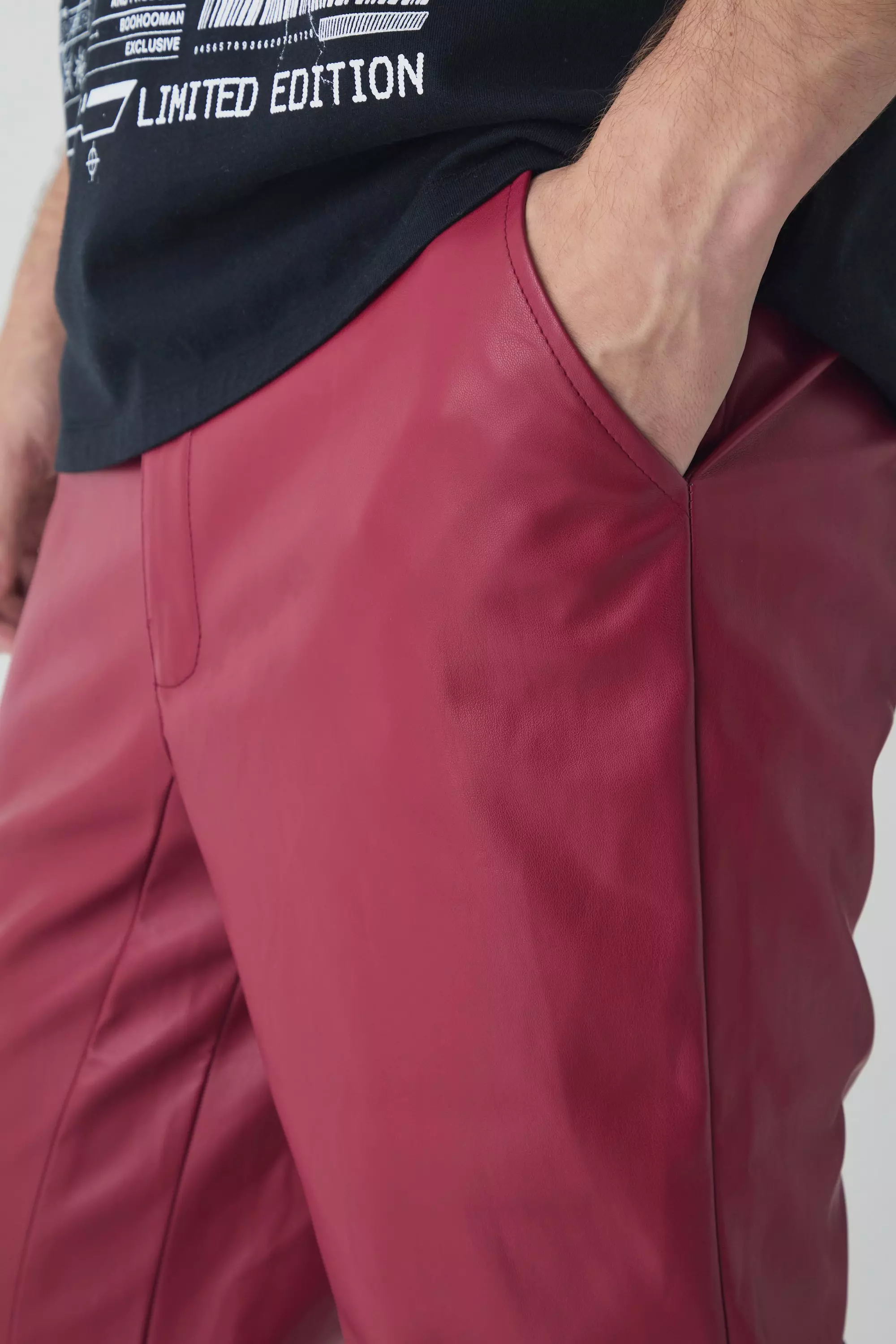 Cherry Tall PU Slim Fit Flared Trousers alternative image