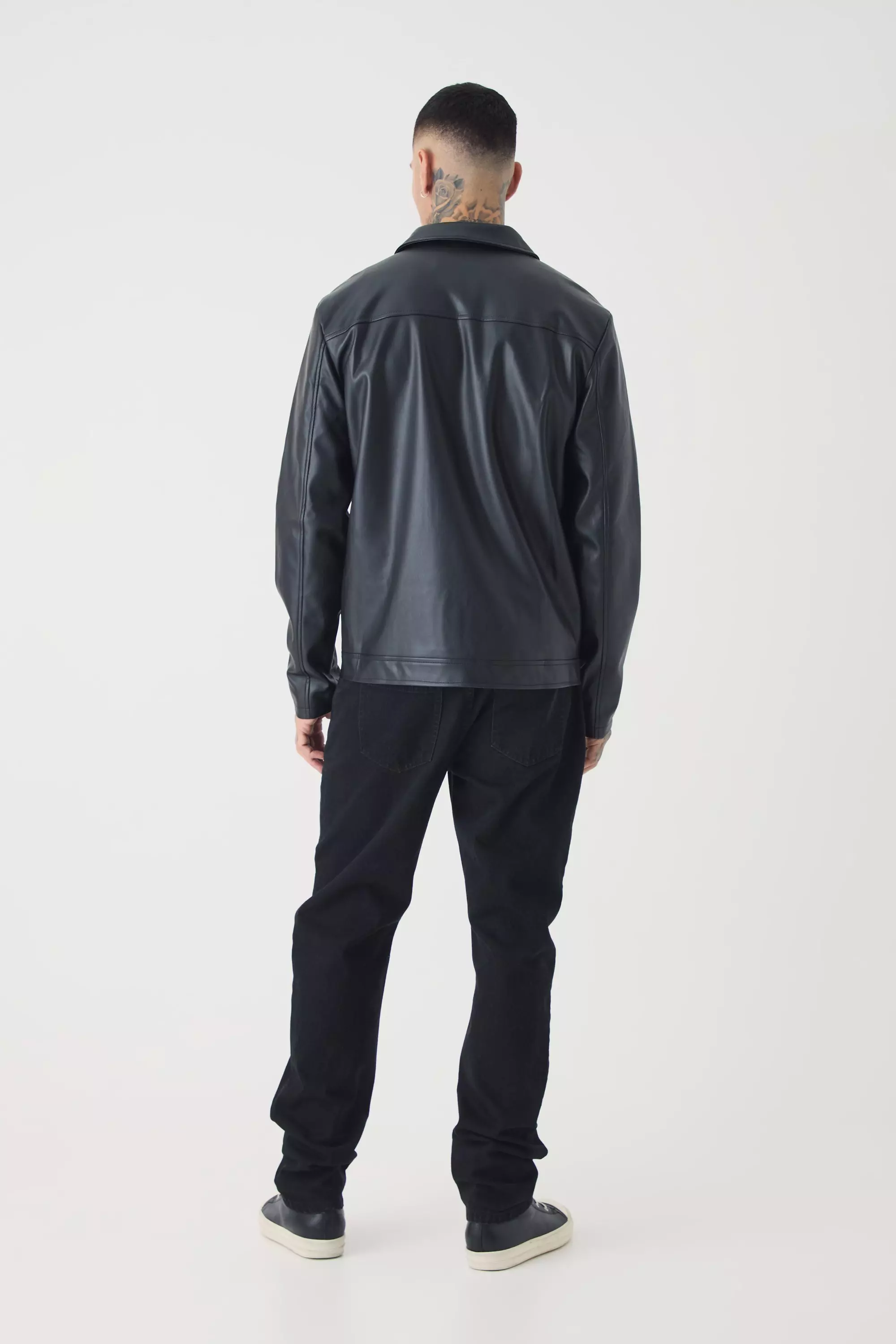 Black Tall PU Lined Harrington Jacket alternative image