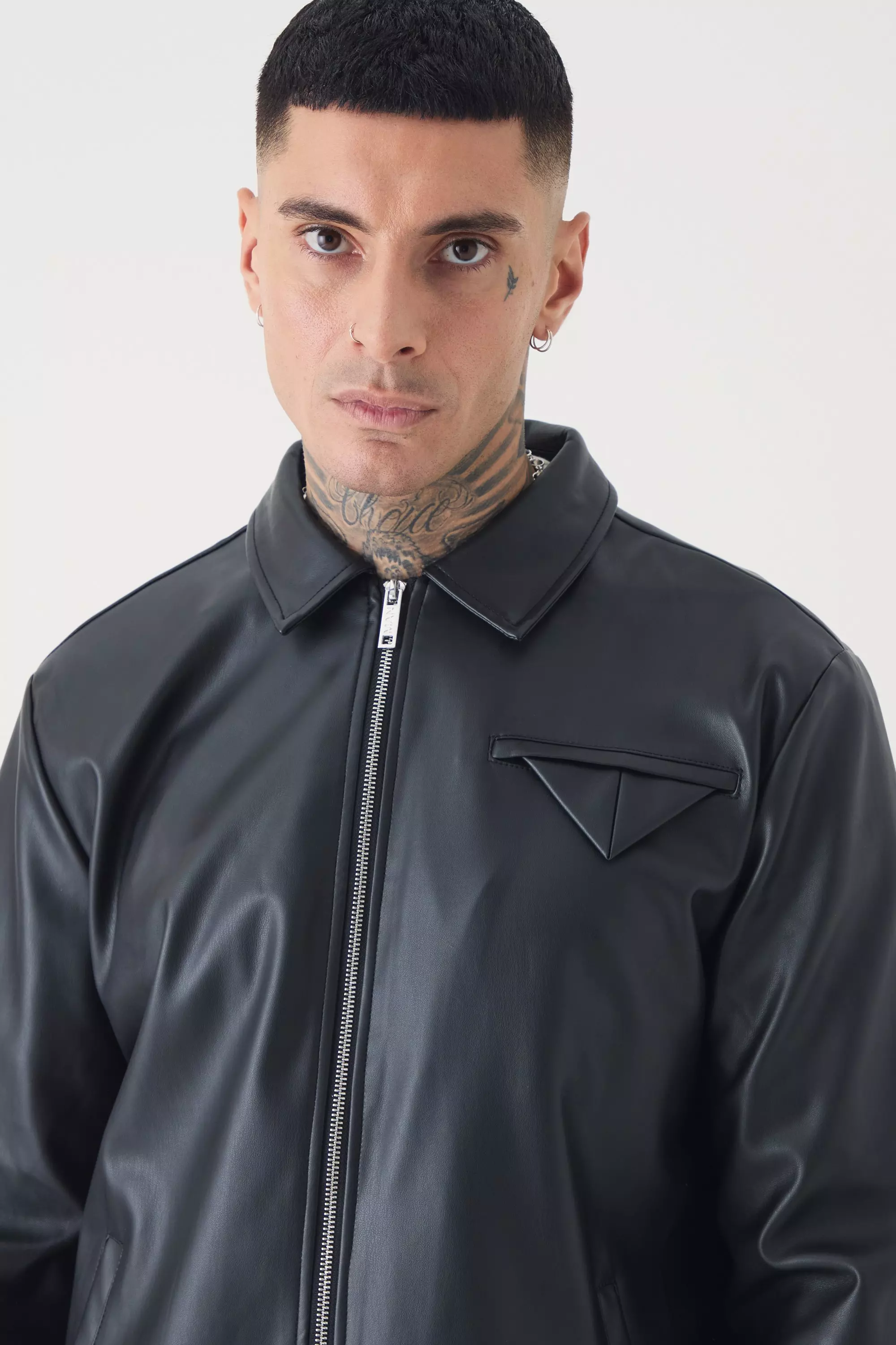 Black Tall PU Lined Harrington Jacket alternative image