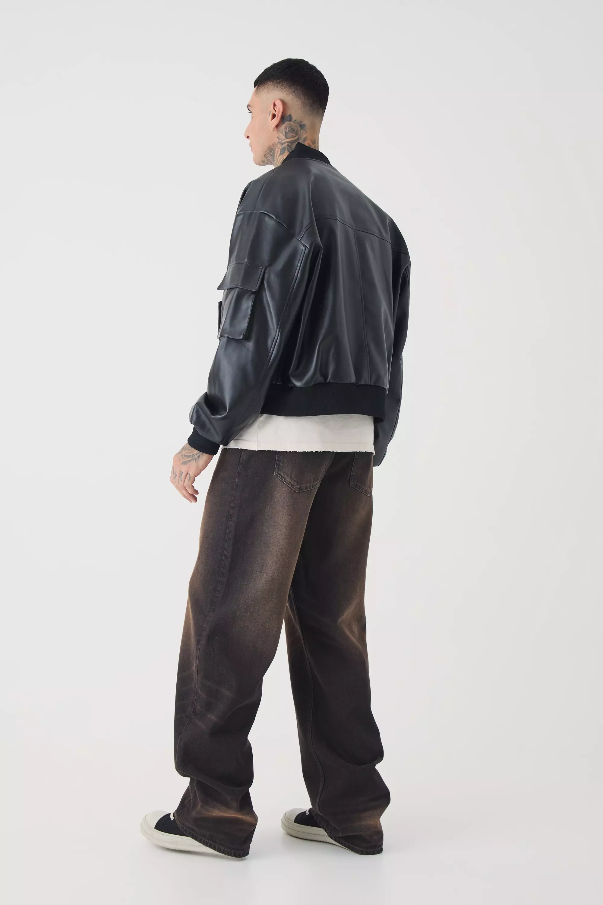 Tall Oversize PU Cargo-Bomberjacke, Black alternatives Bild
