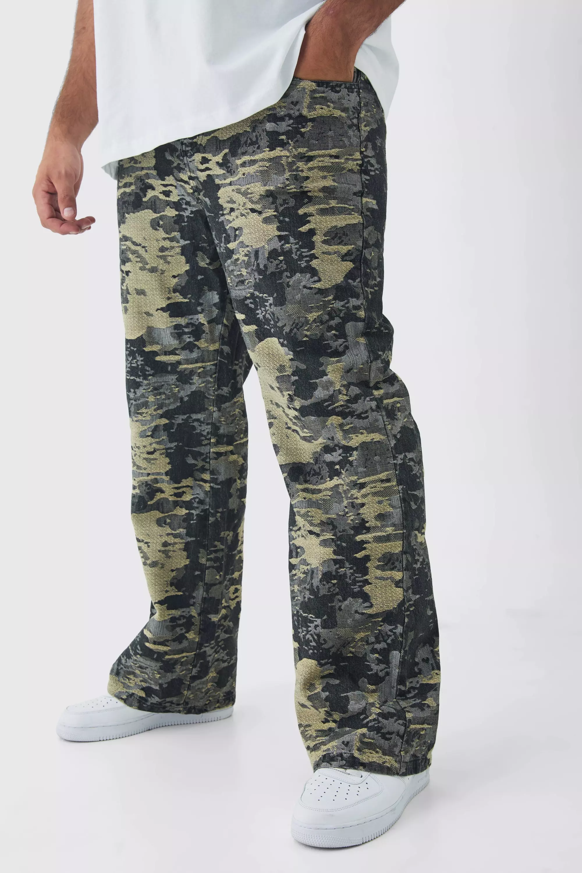 Black Plus Denim Fabric Interest Relaxed Fit Jeans alternative image