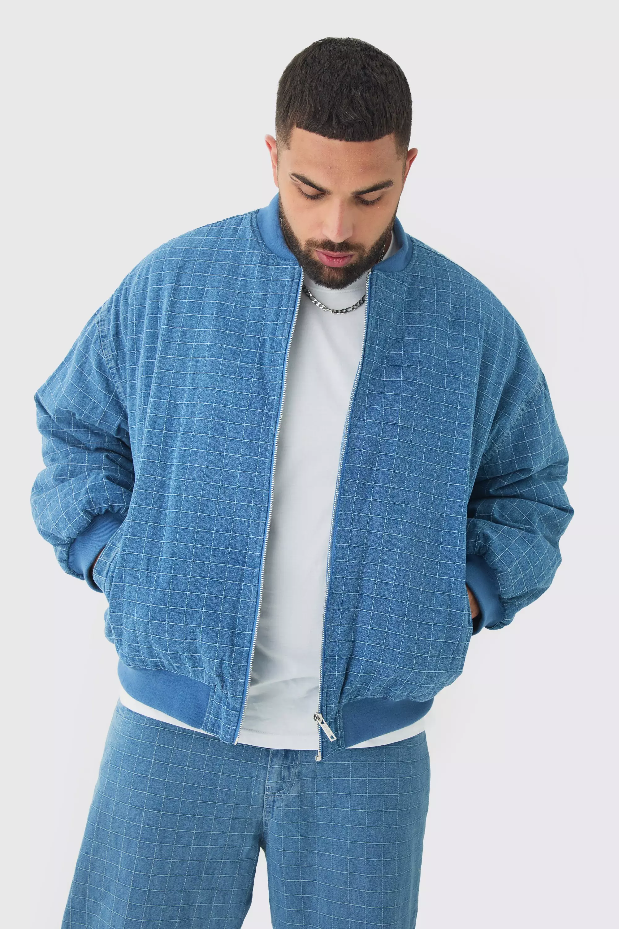 Grande taille - Bomber oversize matelassé, Mid wash autre image