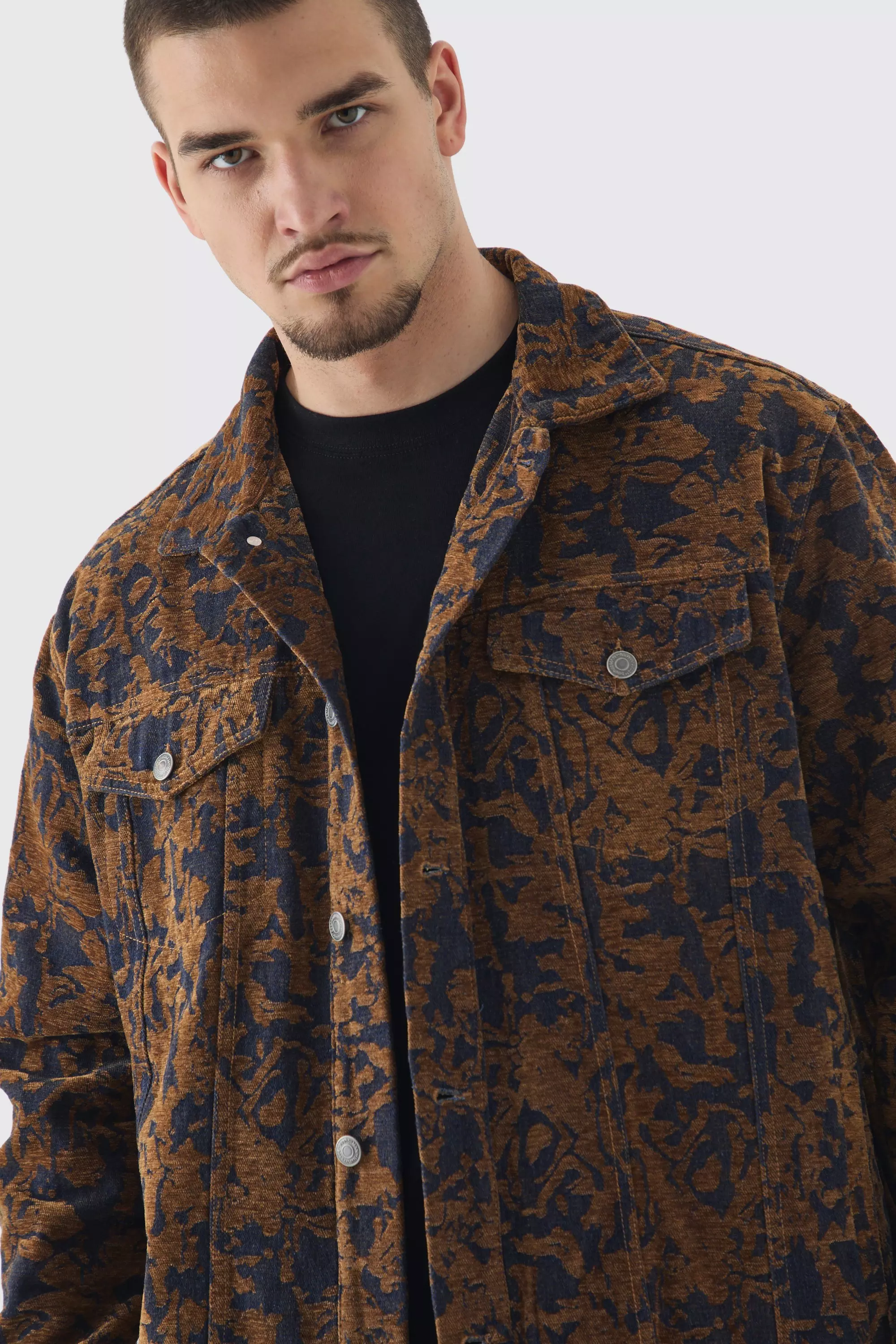 Dark wash Tall Oversized Burnout Spijkerjas alternatieve afbeelding