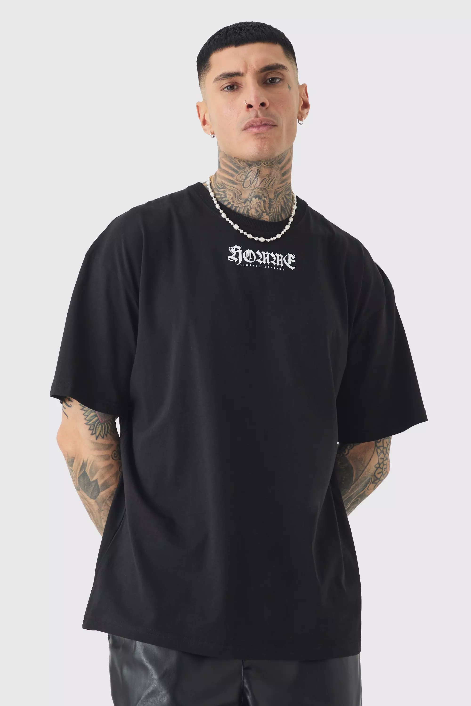 Black Tall Oversized Homme Graphic T-shirt alternative image