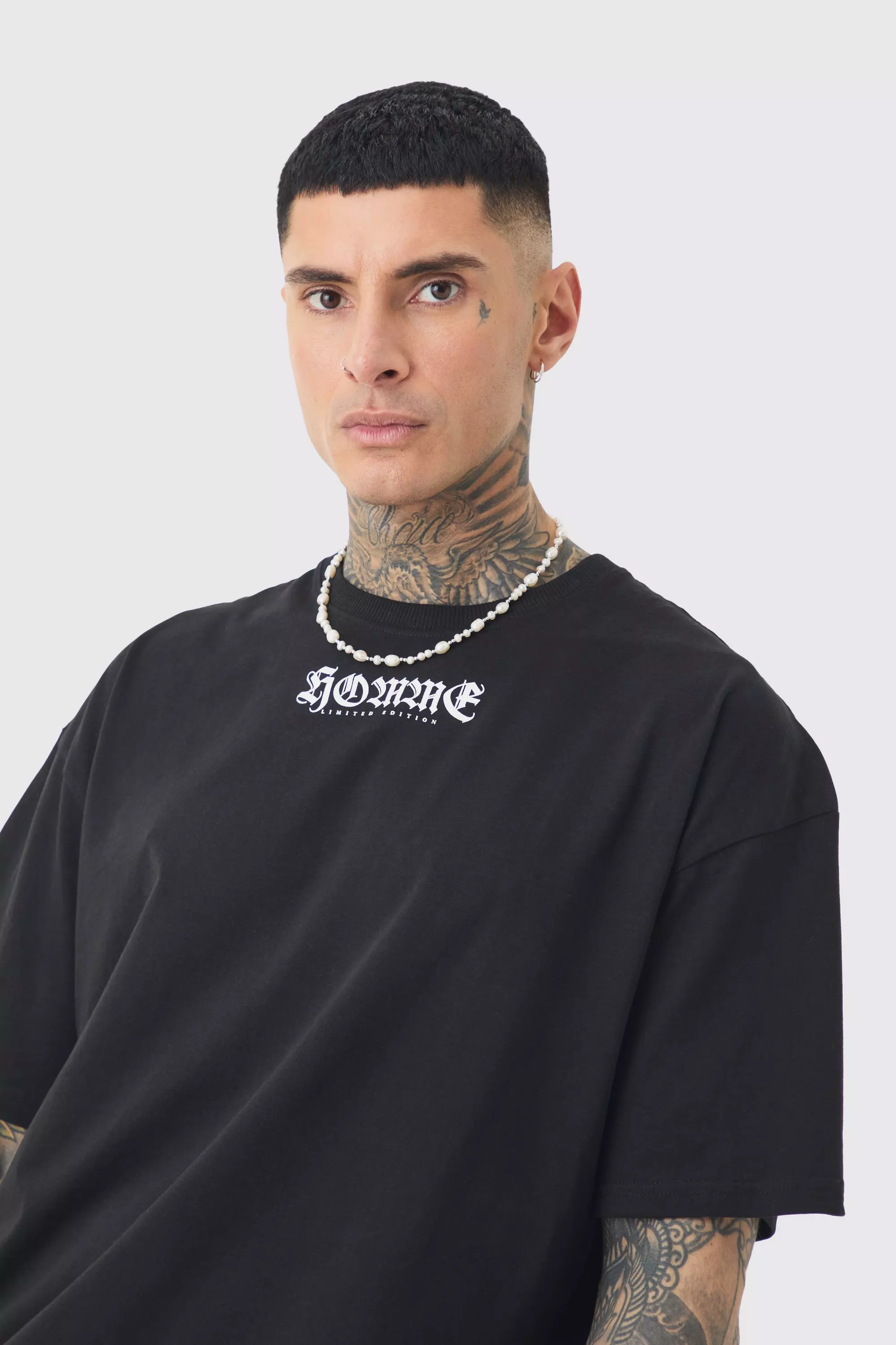 Black Tall Oversized Homme Graphic T-shirt alternative image