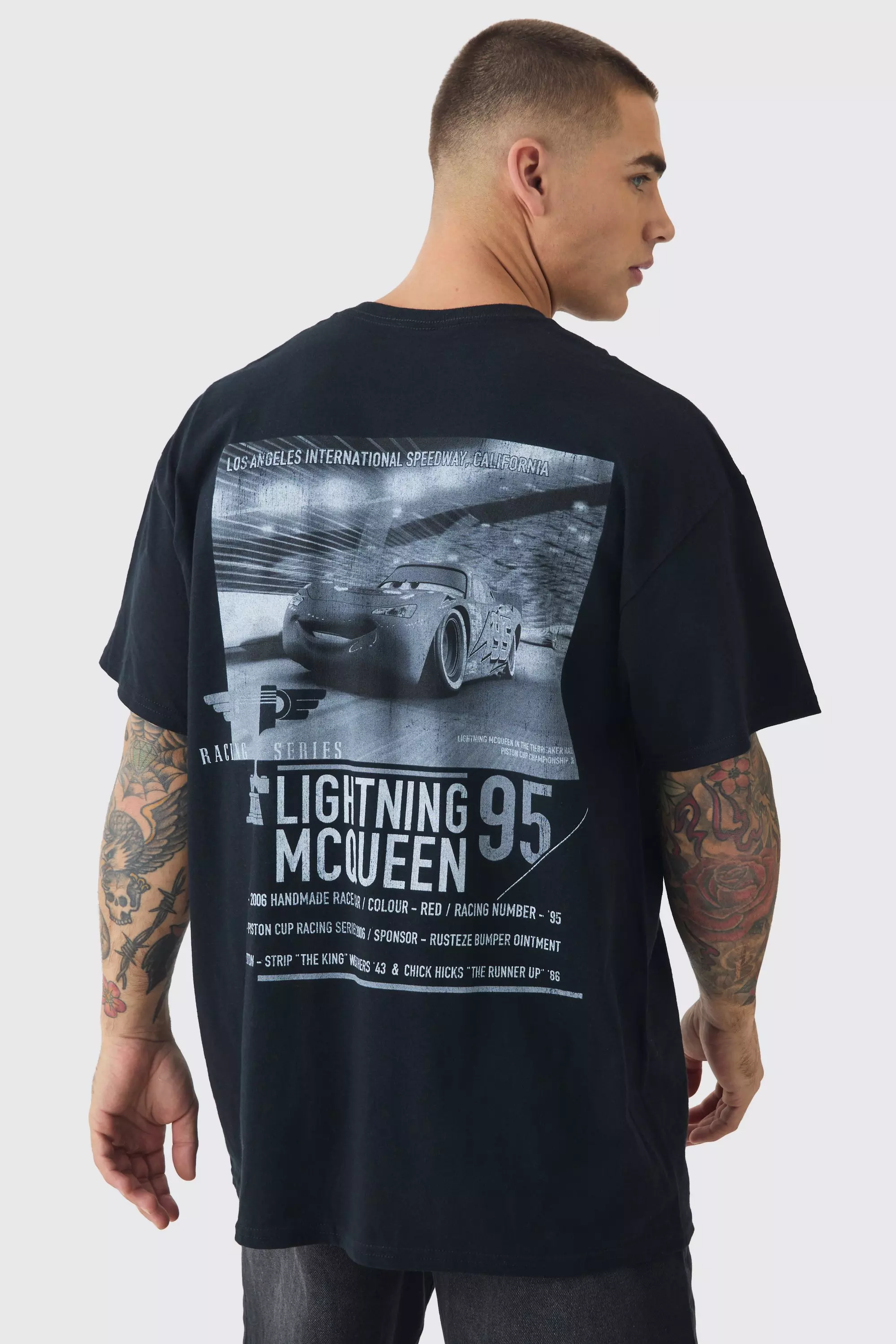 Oversized Disney Cars License Back Print T-shirt | boohooMAN USA
