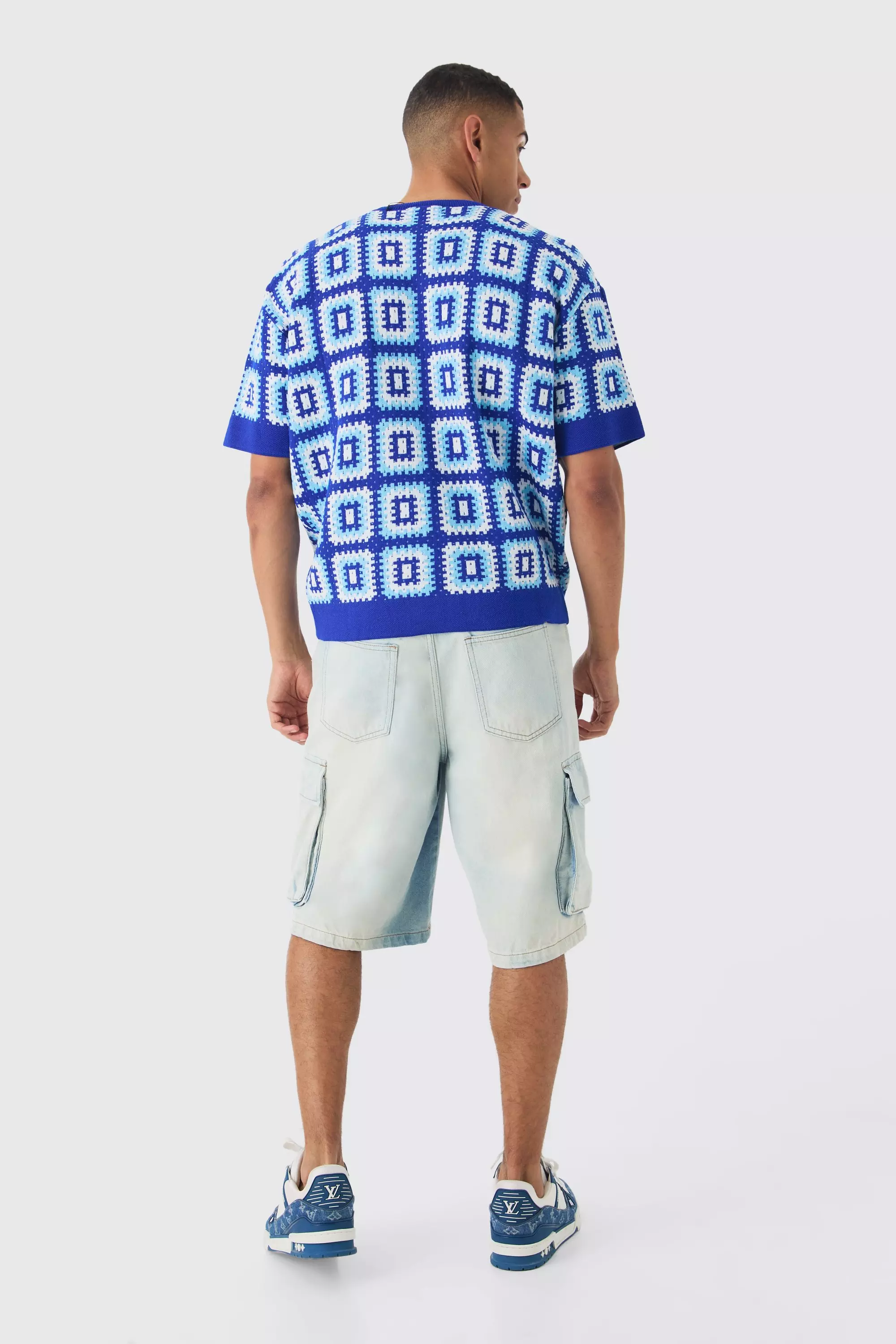Cobalt Oversized Crochet Knit T-shirt alternative image