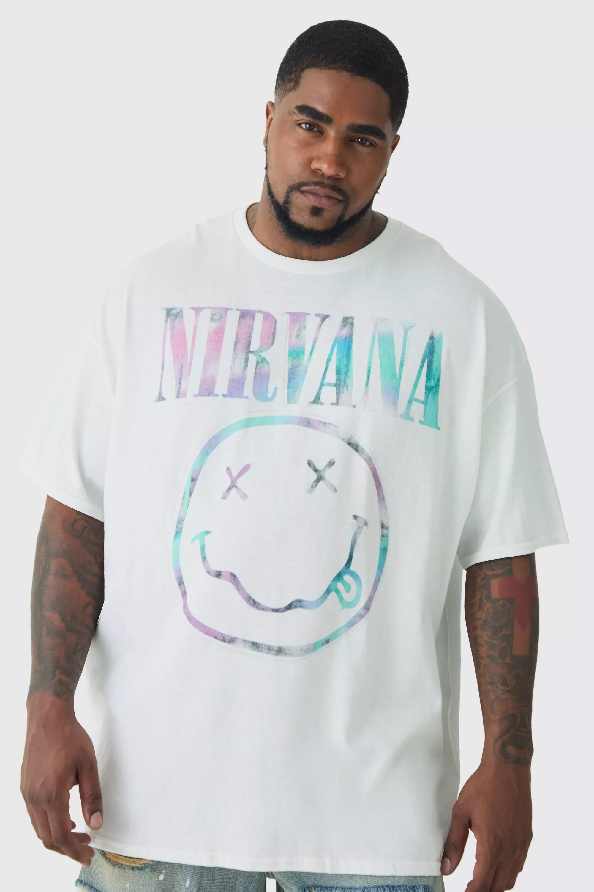 Plus Nirvana Tie Dye Logo License T-shirt White