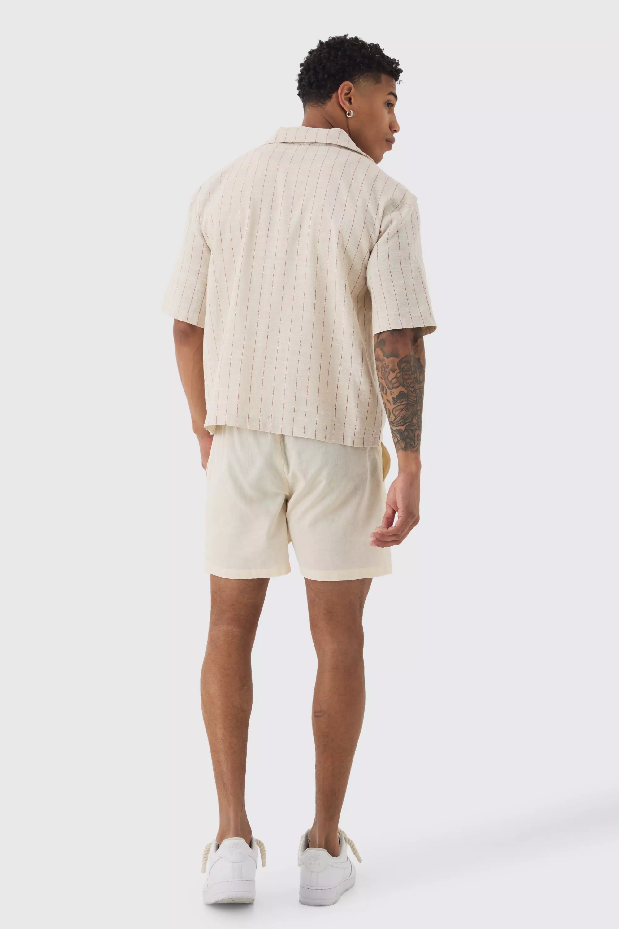Stone Oversized Boxy Revere Linen Shirt alternative image