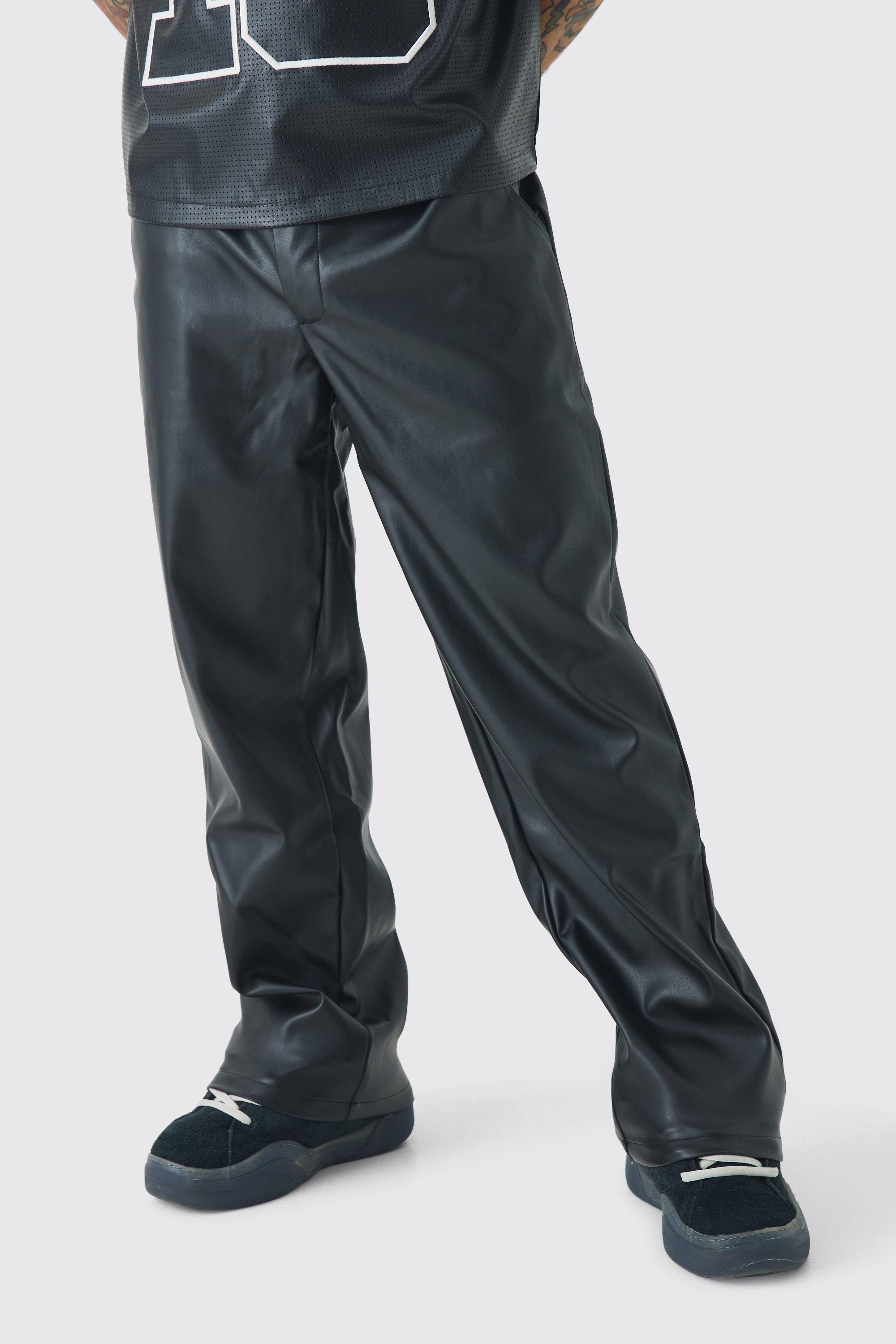 Black Relaxed Fixed Waist PU Trouser