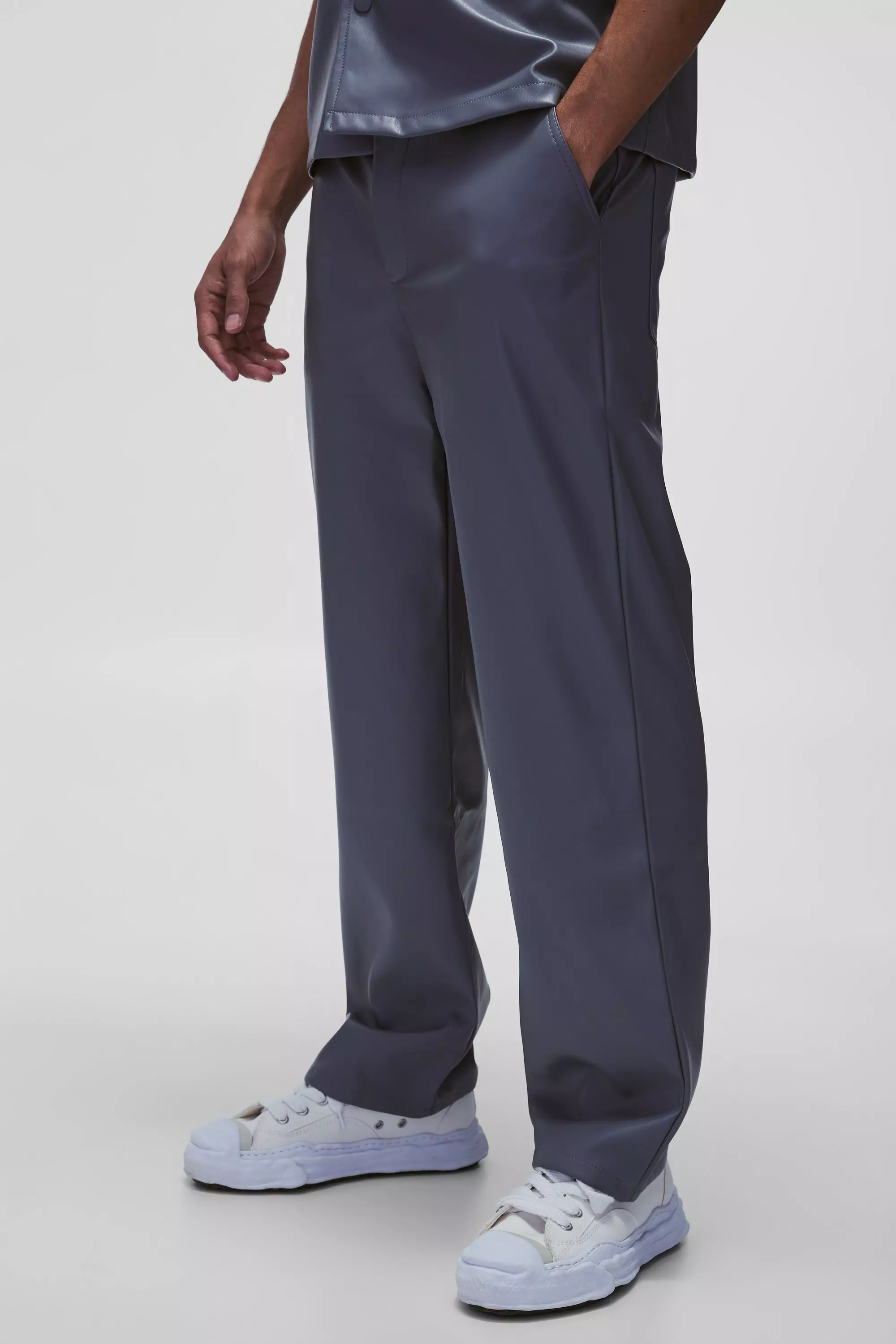 Charcoal Relaxed Fixed Waist PU Trouser alternative image