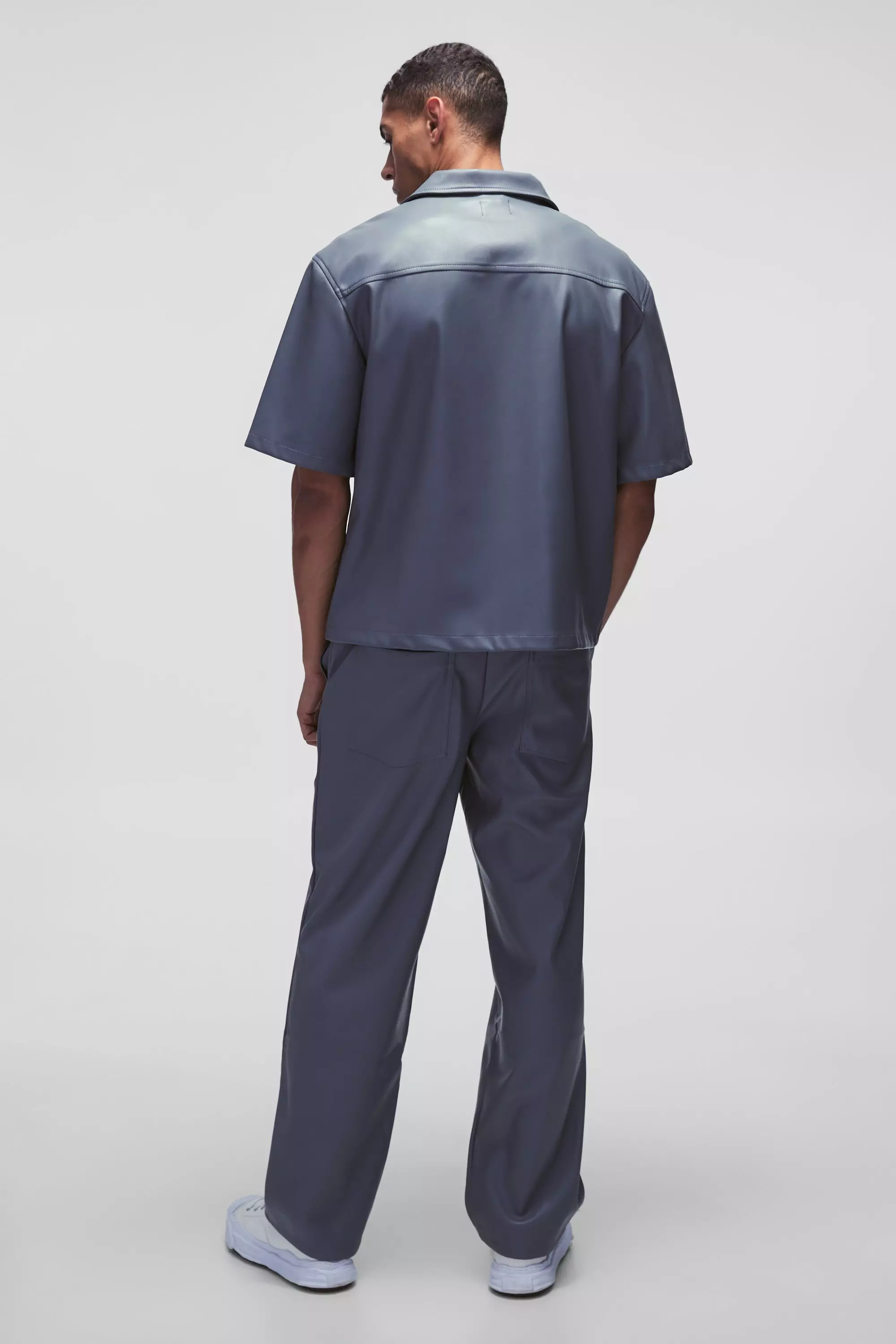 Charcoal Relaxed Fixed Waist PU Trouser alternative image