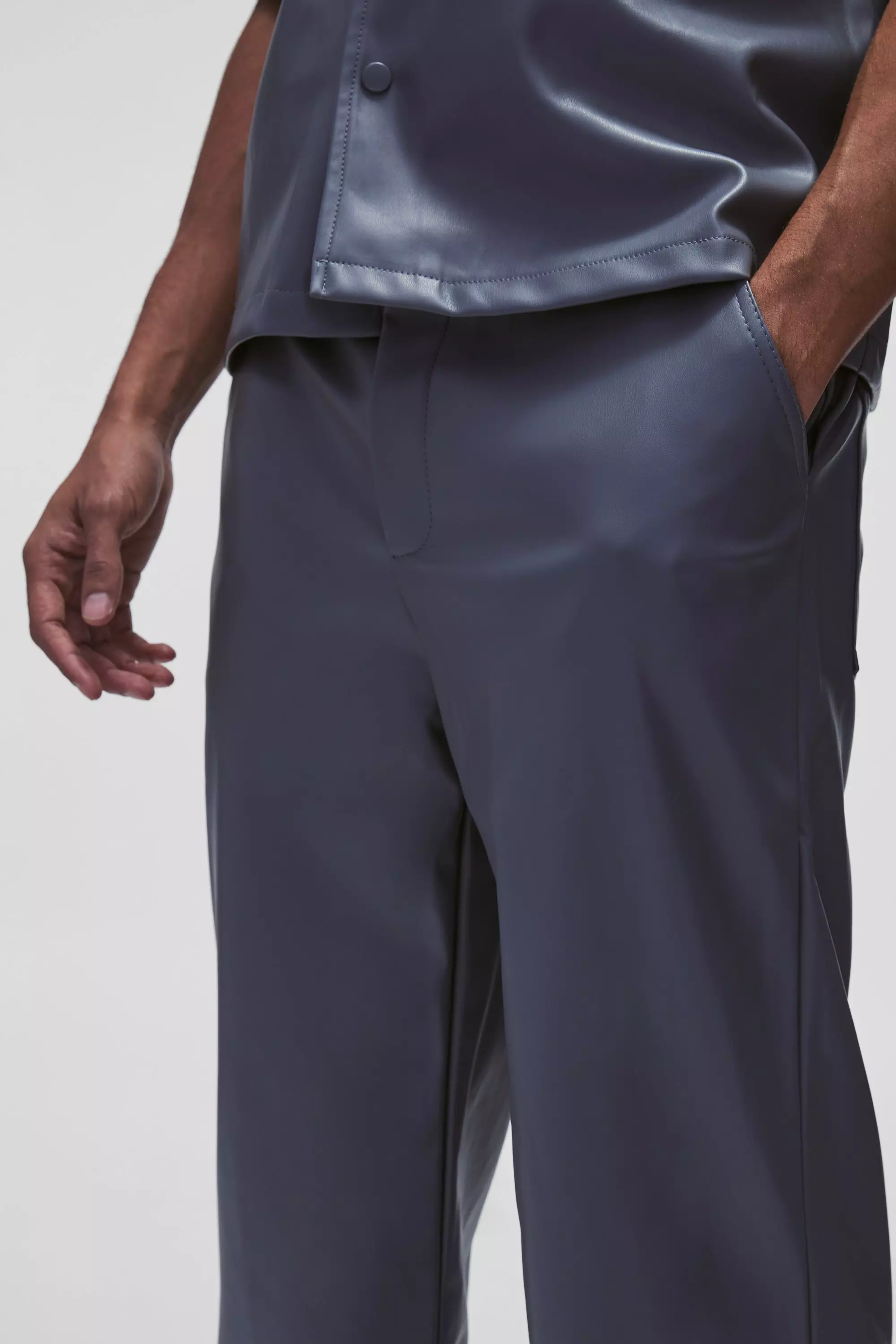 Charcoal Relaxed Fixed Waist PU Trouser alternative image