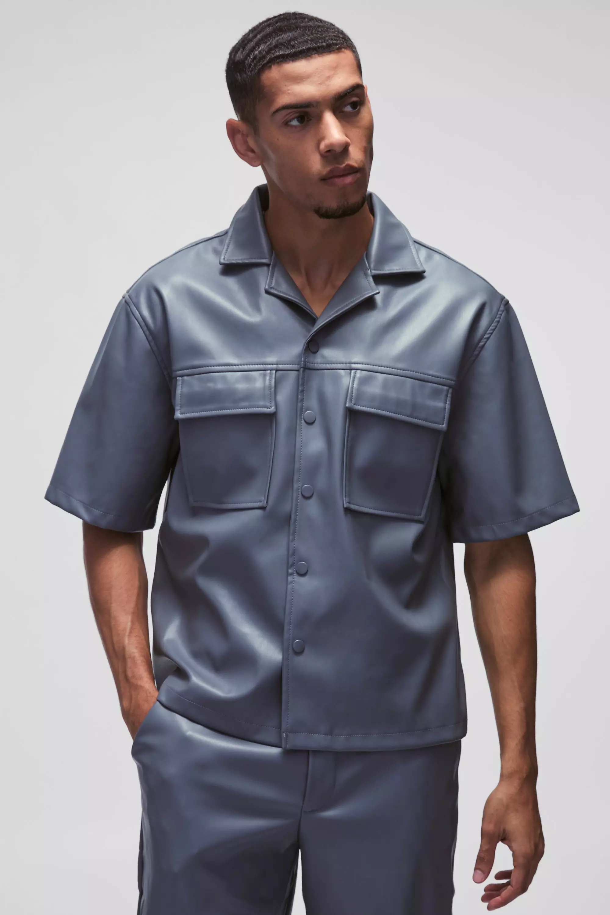 Oversized PU Set Met Korte Mouwen alternatieve afbeelding