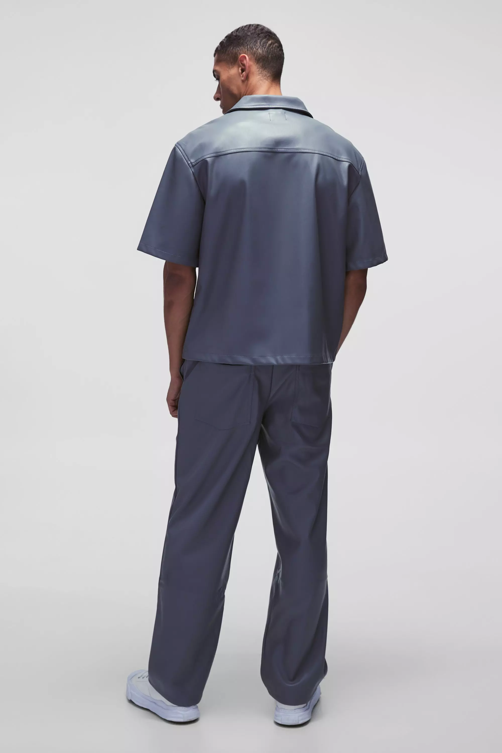 Sovracamicia Oversize A Maniche Corte In Pu, Charcoal immagine alternativa