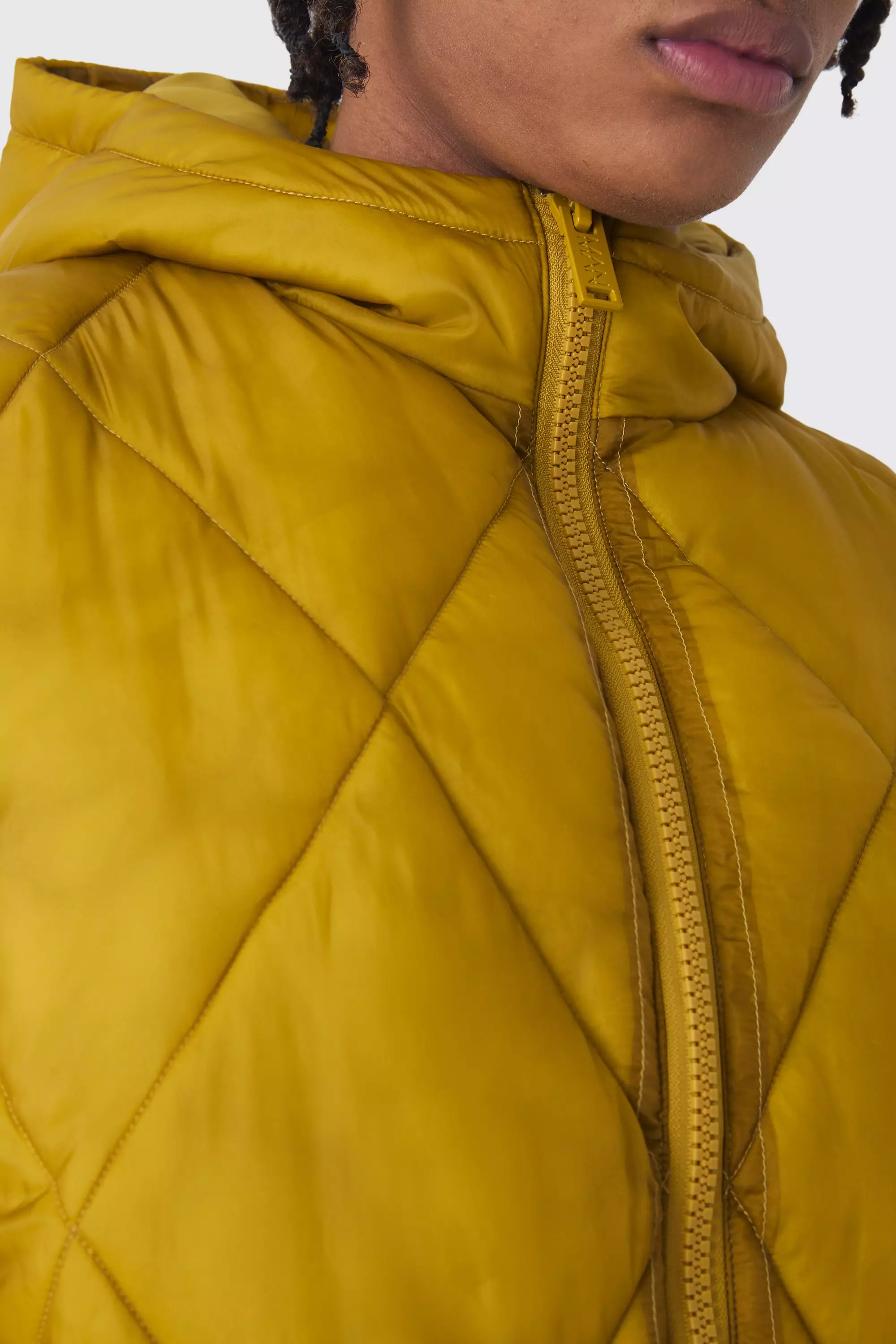 Washed Seam Hooded Quilted Gilet In Yellow alternative image