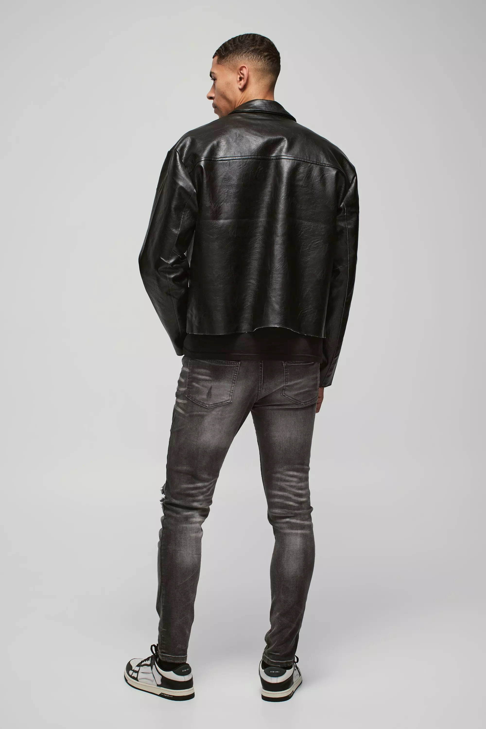 Veste Harrington oversize à bords bruts, Black autre image