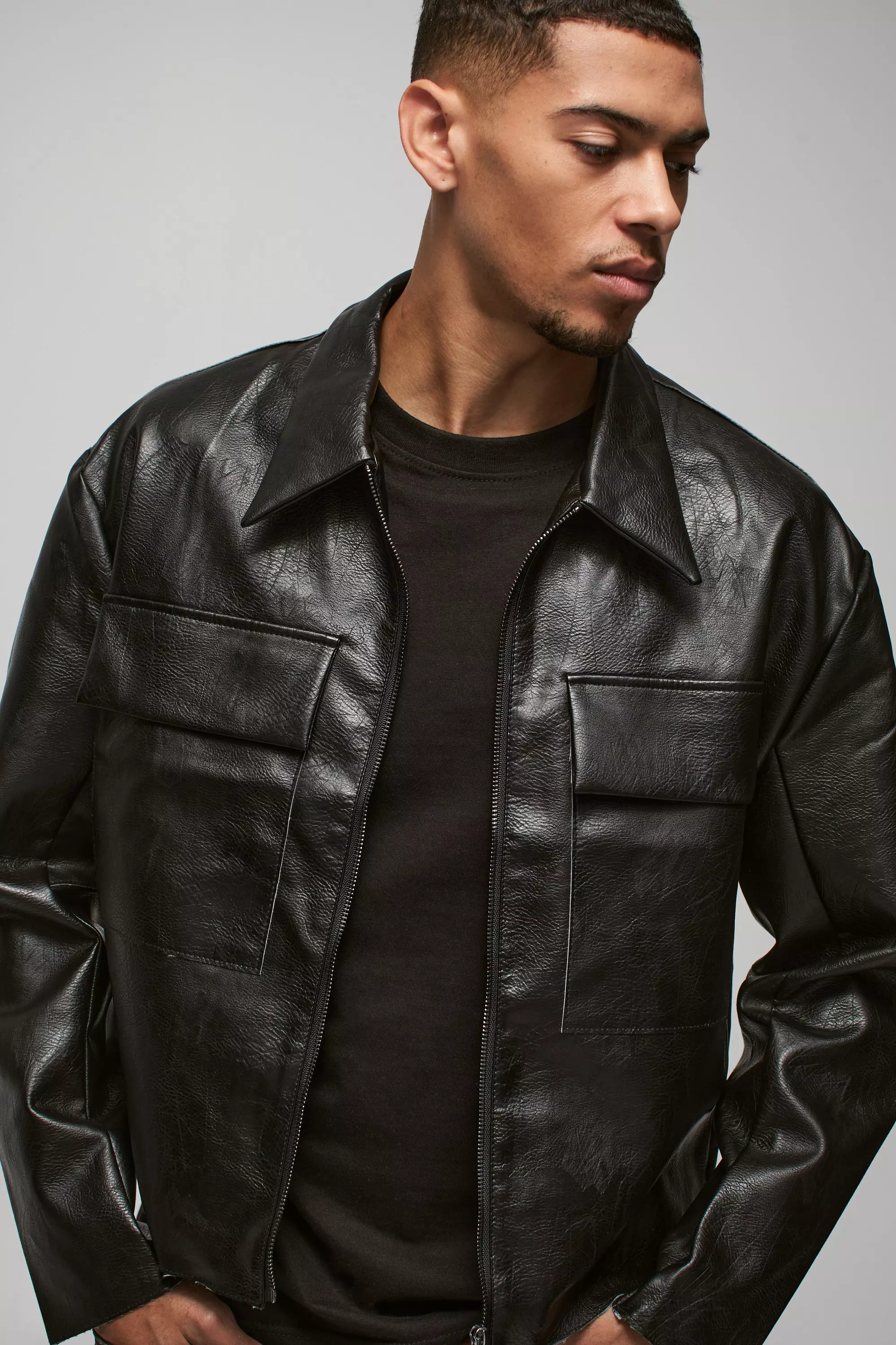 Veste Harrington oversize à bords bruts, Black autre image