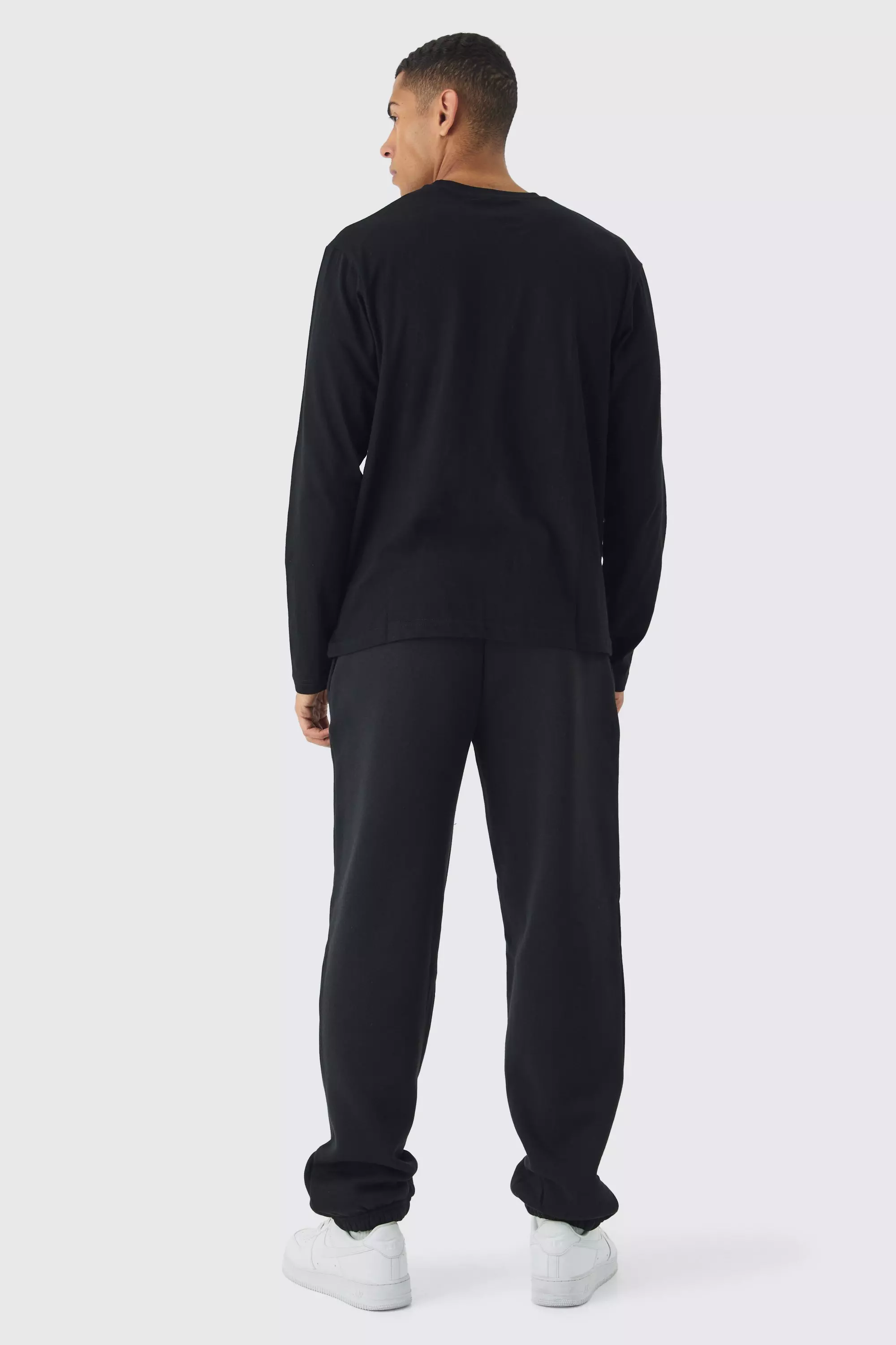 Black Basic Long Sleeve Crew Neck T Shirt alternative image